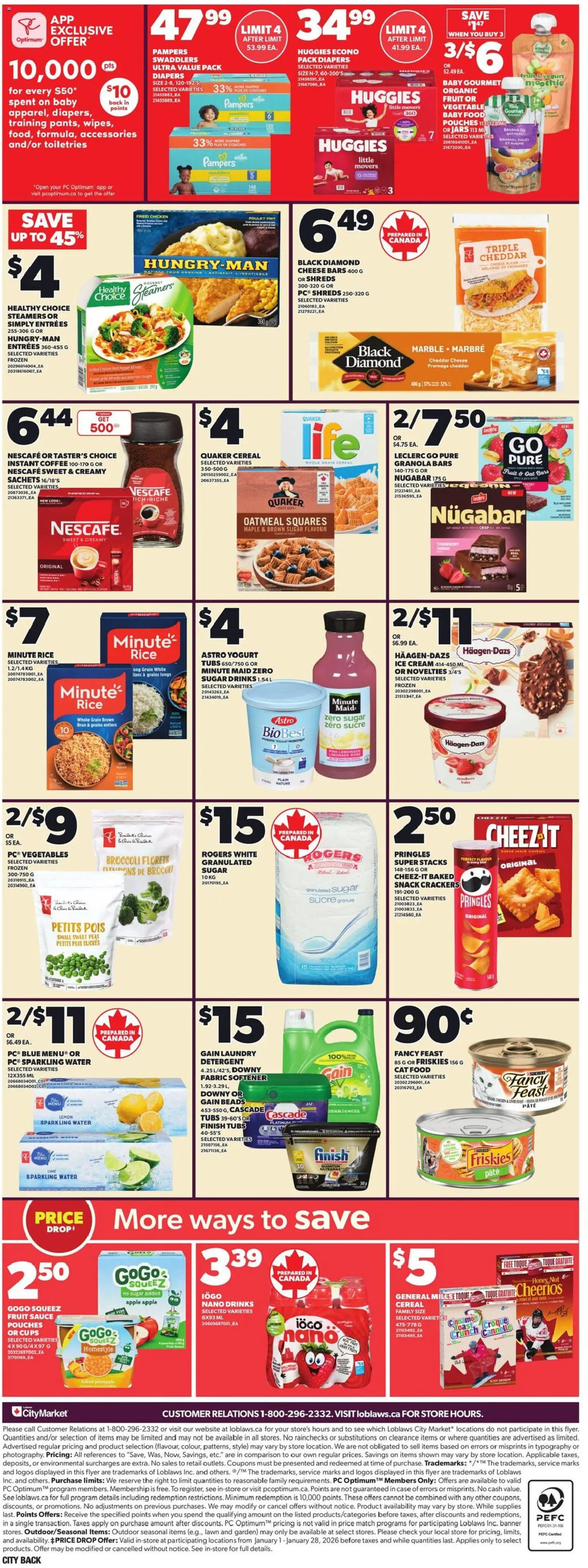 Loblaws flyer valid from 15.01.2026 | Page: 4 | Products: Rice, Ice cream, Detergent, Cheese