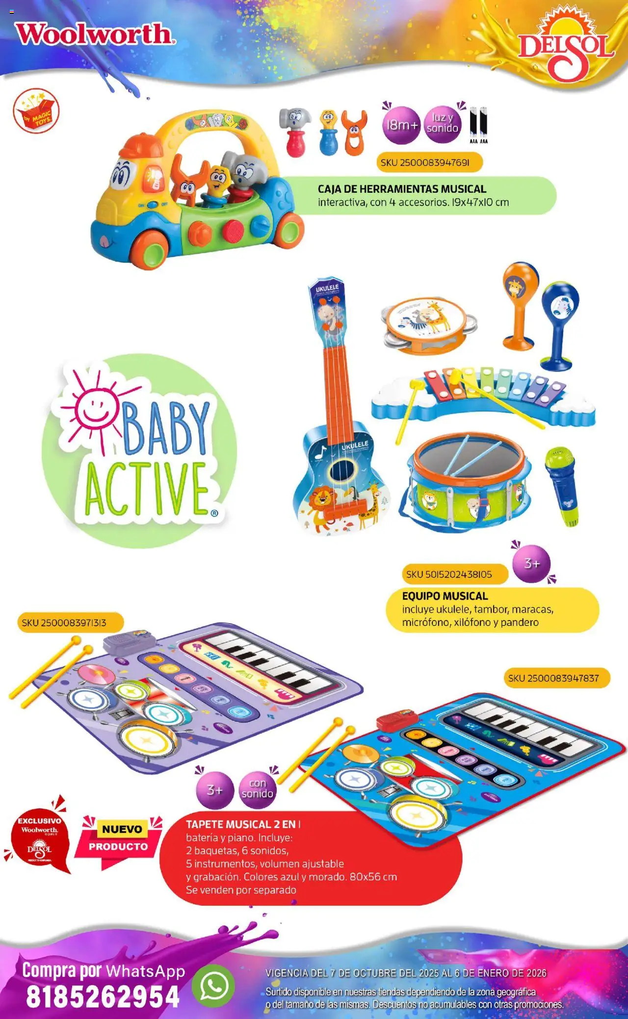Nuevas ofertas de Del Sol y Woolworth válidas en toda la República Mexicana desde el 07.10.2025. ¡Encuentra las mejores ofertas en Del Sol y Woolworth - Catálogo Castillo Del Juguete! | Página: 11 | Productos: Caja de herramientas, Caja, Batería, Tapete