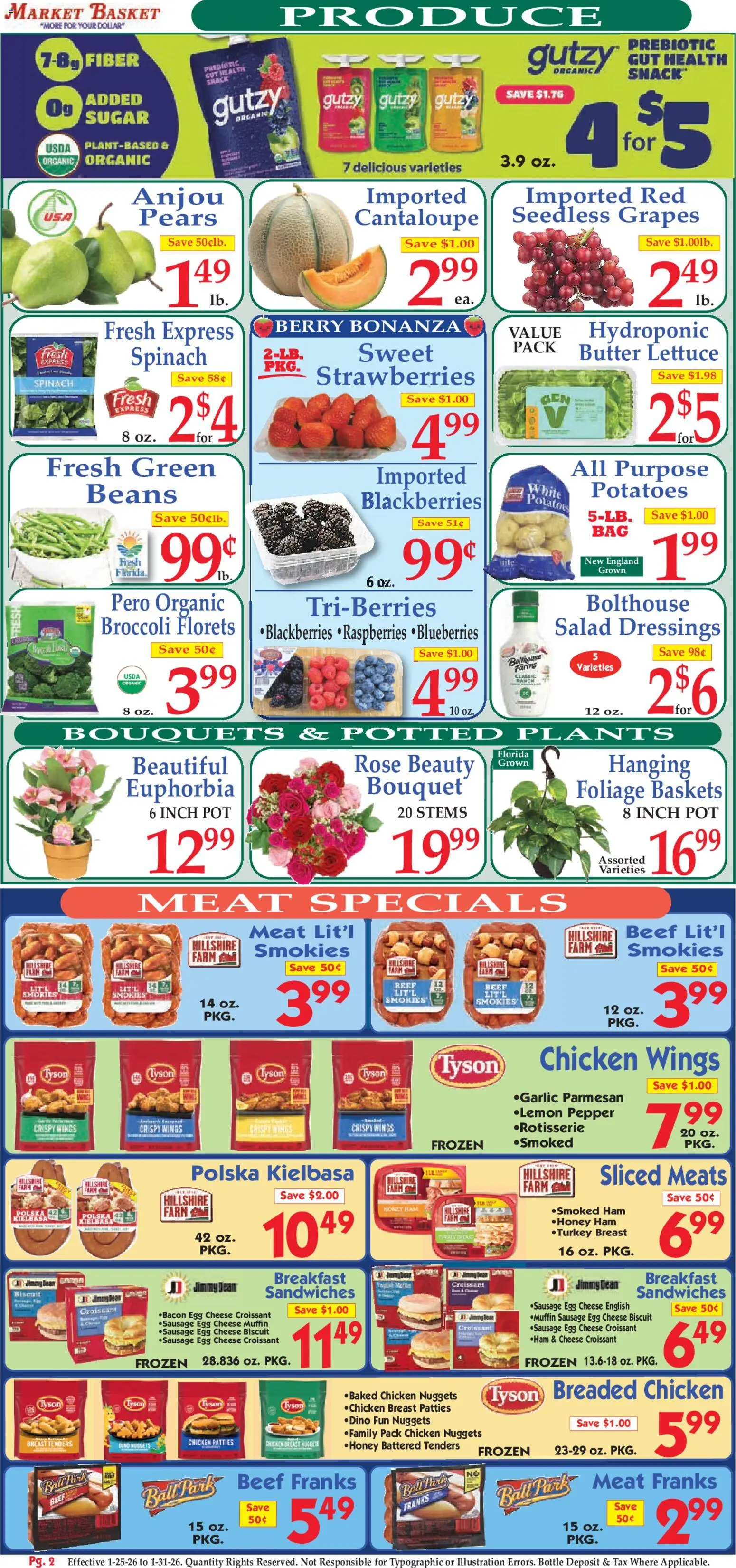 Market Basket Ad - valid from 25.01.2026 | Page: 2 | Products: Spinach, Basket, Beef, Pepper