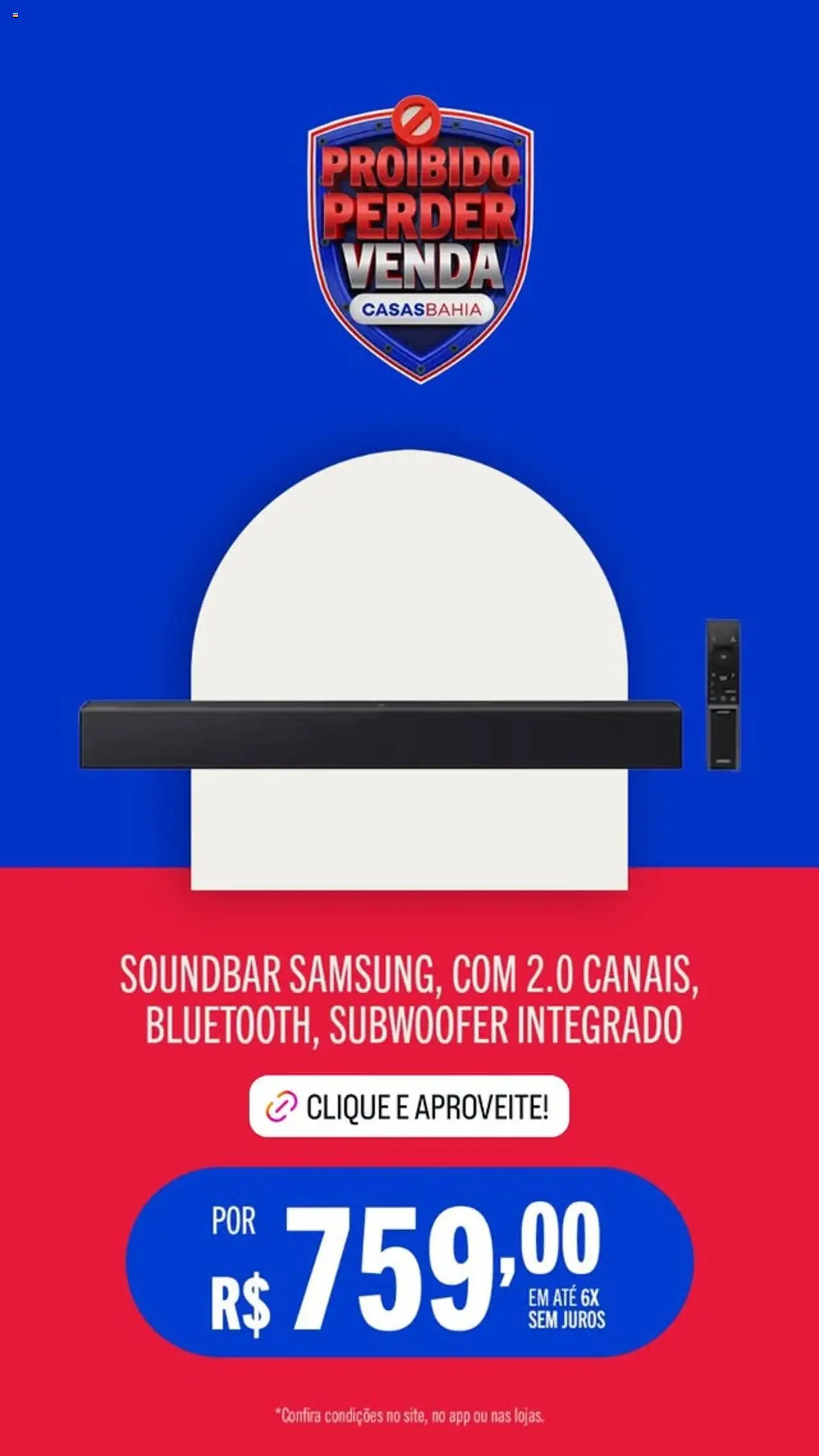 Casas Bahia Folheto - válido de 22.08.2025 | Página: 7 | Produtos: Soundbar