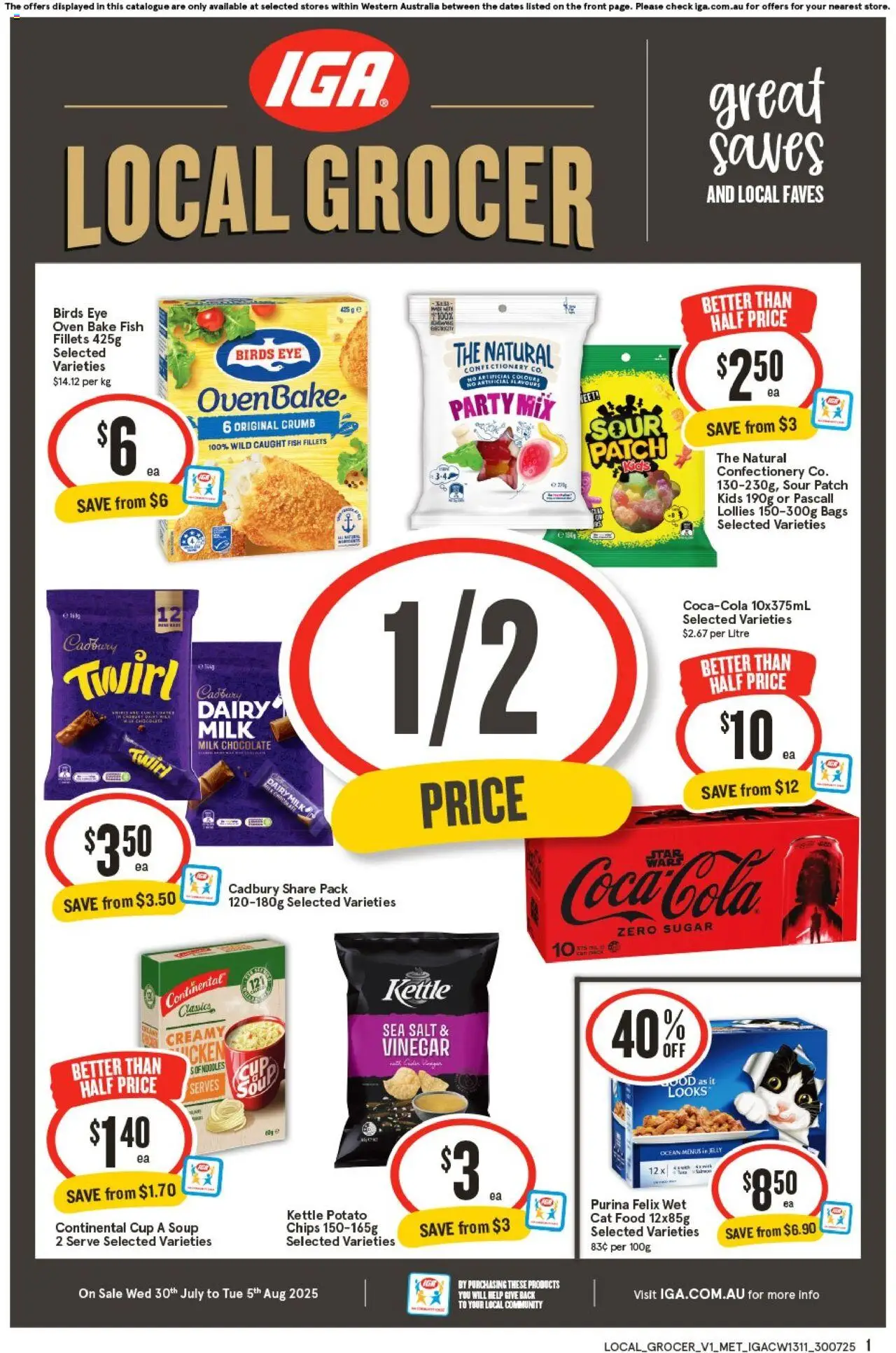 IGA catalogue - valid from 30.07.2025 | Page: 1 | Products: Milk, Chicken, Oven, Kettle