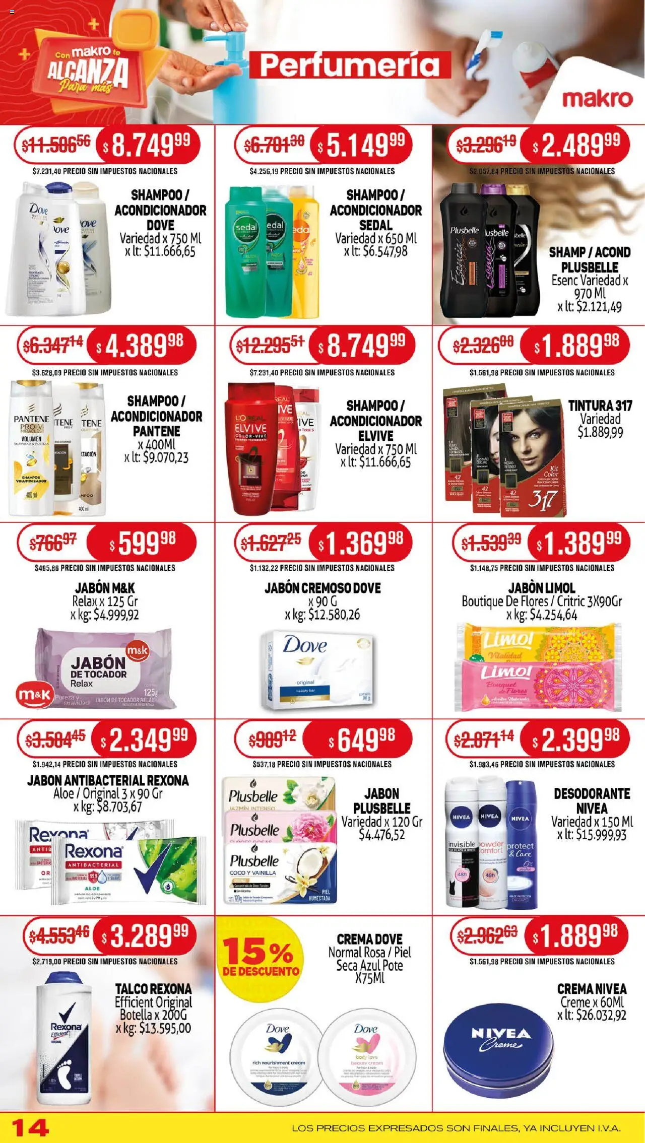 Makro ofertas │ válido desde el 18.09.2025 | Página: 14 | Productos: Acondicionador, Jabón, Té, Crema