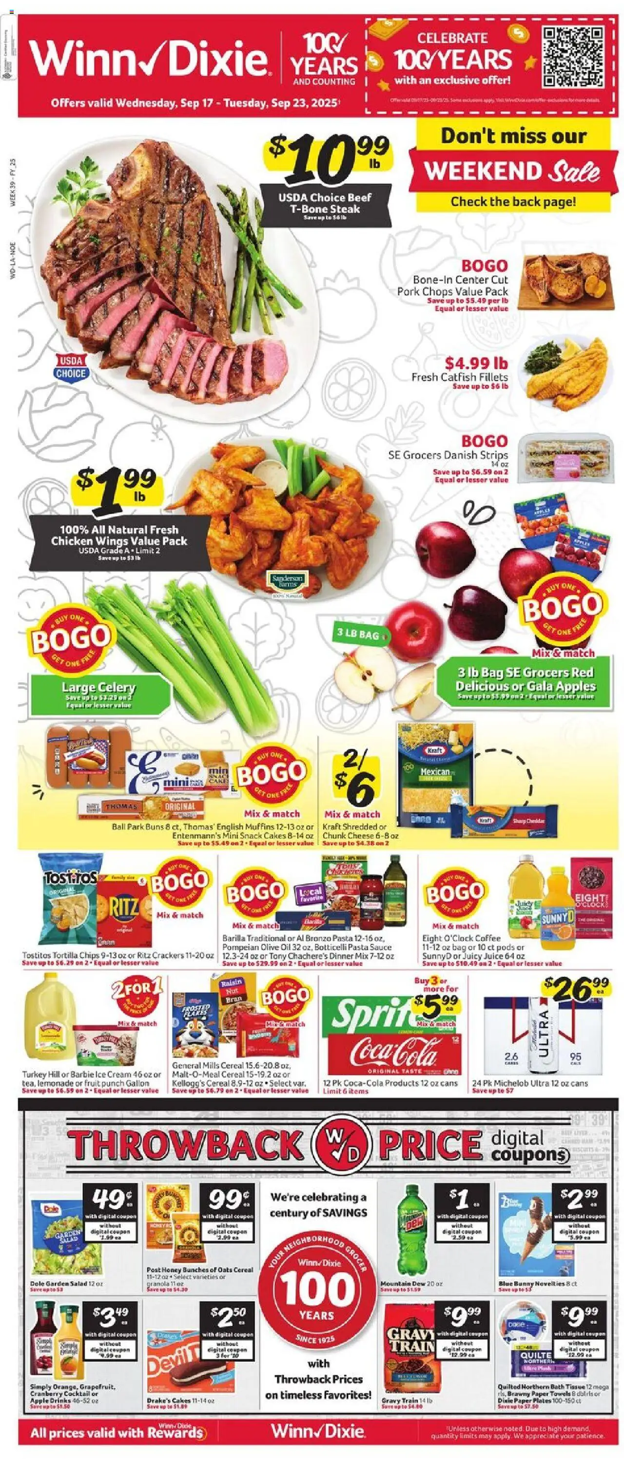 Winn Dixie Weekly Circular - LA - valid from 17.09.2025 | Page: 1 | Products: Coffee, Juice, Pasta, Bag