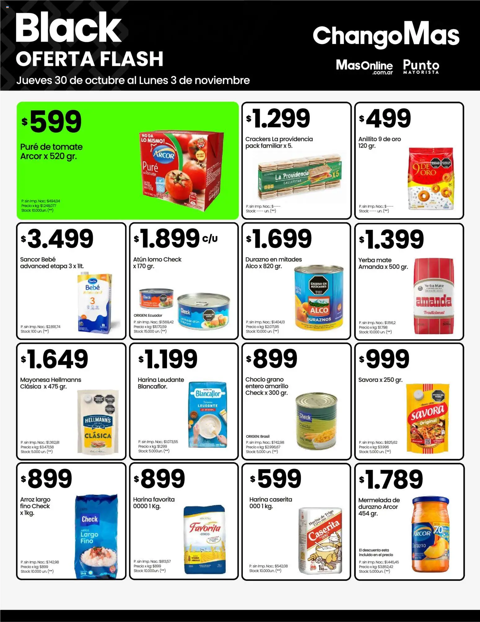 Changomas ofertas flash │ válido desde el 30.10.2025 | Página: 5 | Productos: Atún, Pure de Tomate, Arroz, Mermelada