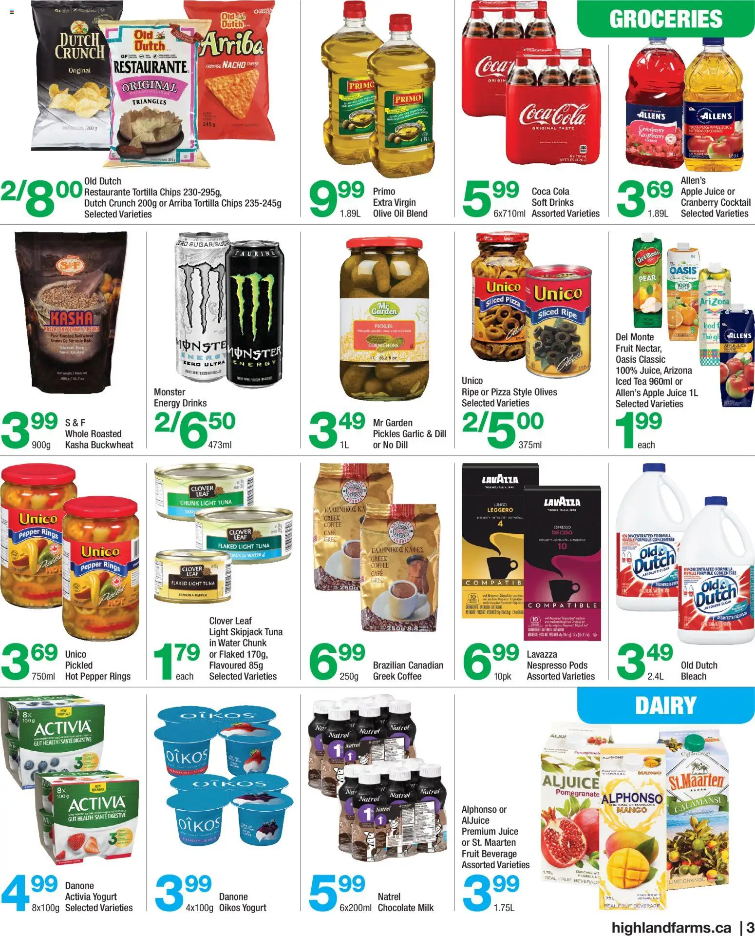 Highland Farms flyer valid from 23.04.2026 | Page: 3 | Products: Cheese, Yogurt, Chocolate, Juice