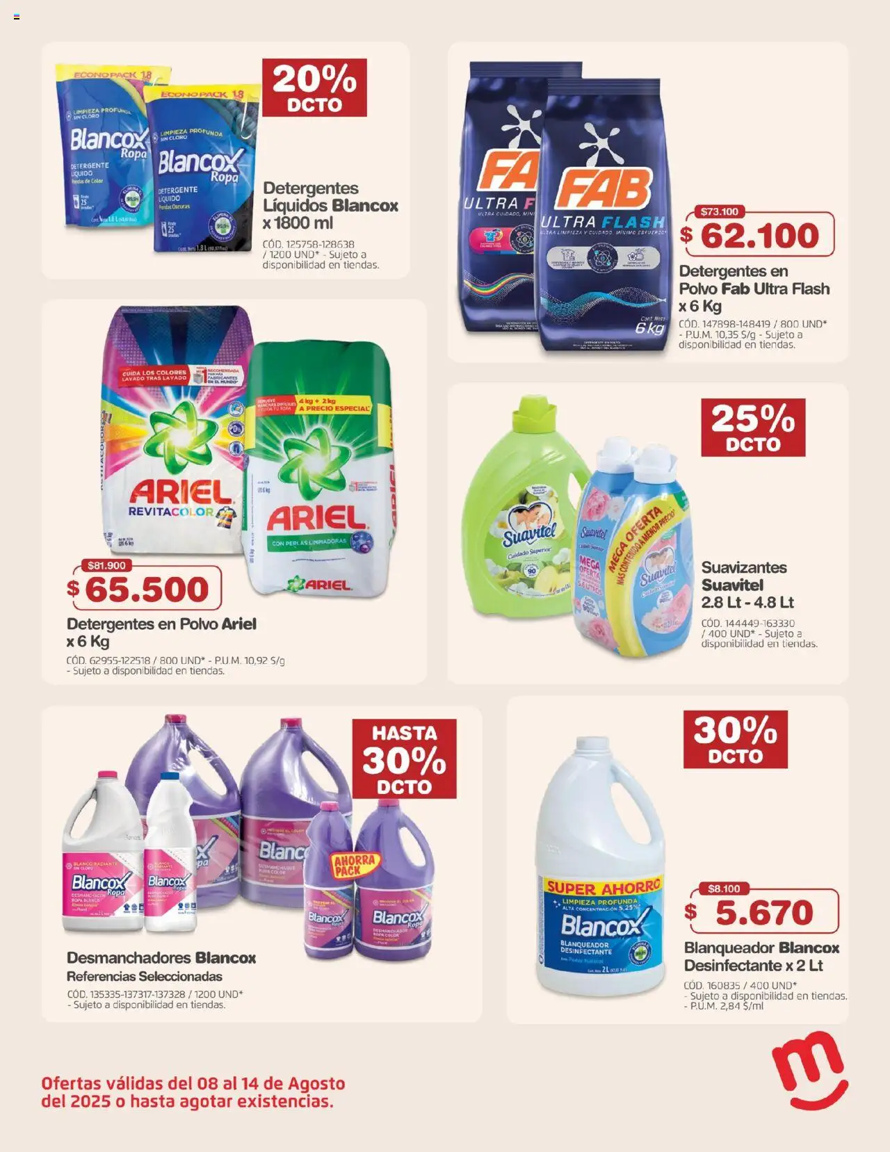 Makro revista - valida desde el 08.08.2025 | Página: 19 | Productos: Blanqueador, Polvo, Detergente, Desinfectante