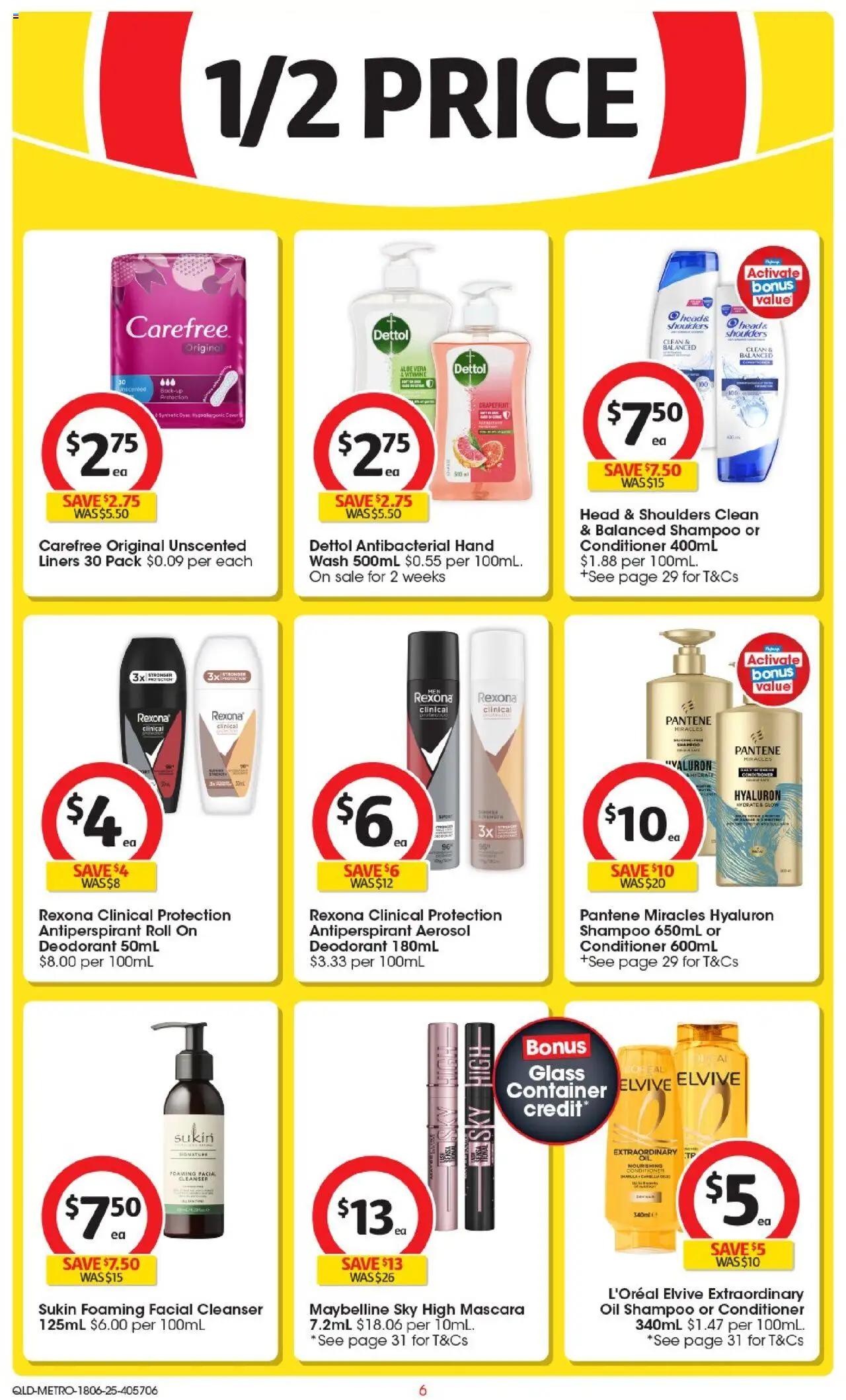 Coles catalogue - valid from 18.06.2025 | Page: 6 | Products: Mascara, Shampoo, Conditioner, Deodorant
