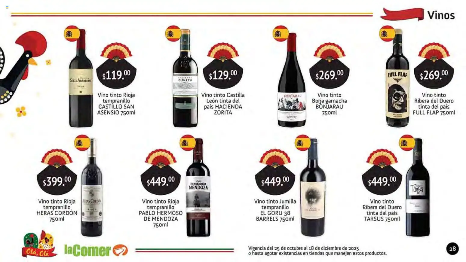 Nuevas ofertas de La Comer válidas en toda la República Mexicana desde el 29.10.2025. ¡Encuentra las mejores ofertas en La Comer folleto Olá, Olé! | Página: 28 | Productos: Vino