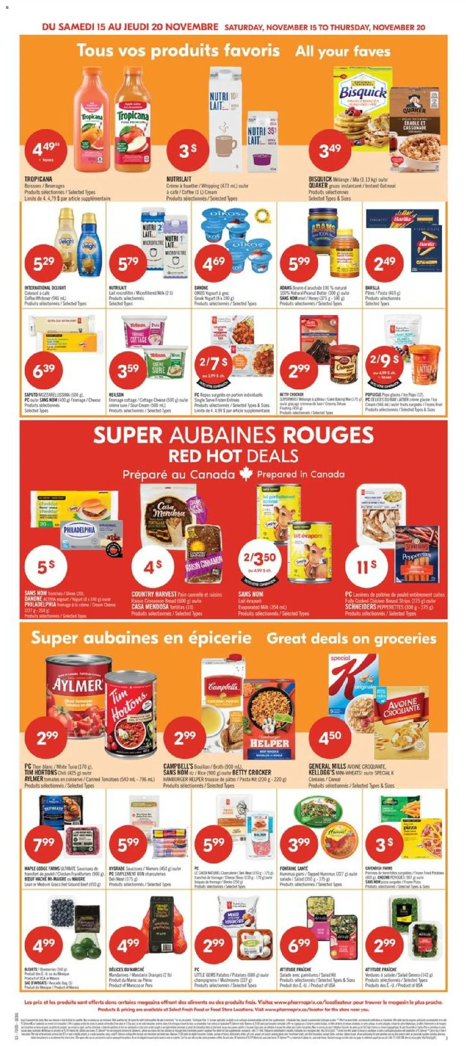 Pharmaprix flyer valid from 15.11.2025 | Page: 5 | Products: Potatoes, Cheese, Pizza, Tomatoes