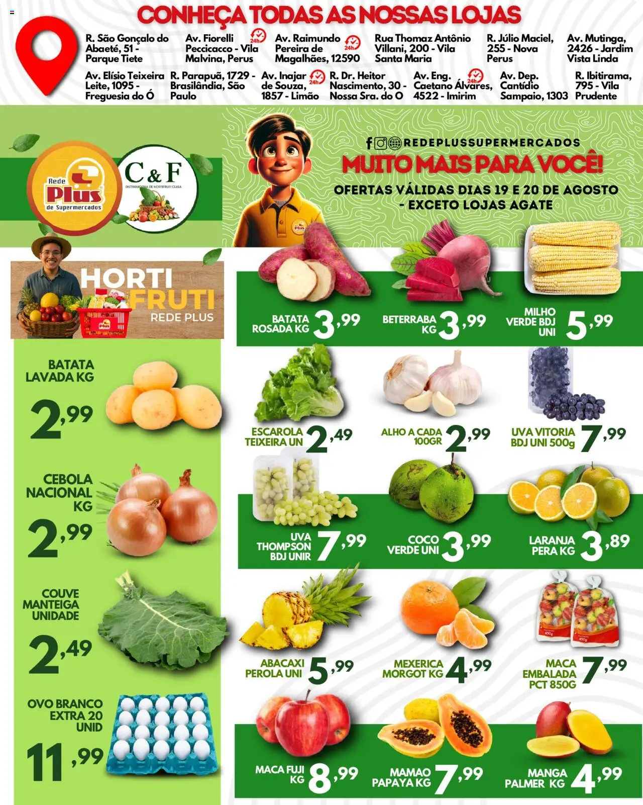 Rede Plus Supermercados Folheto - válido de 18.08.2025 | Página: 4 | Produtos: Mexerica, Alho, Batata, Couve