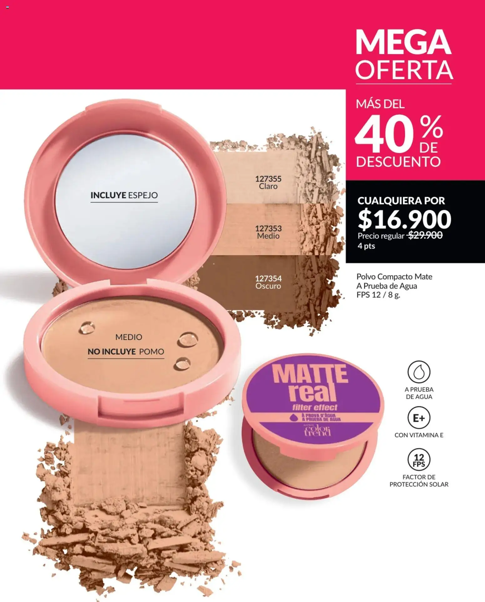 Avon revista - valida desde el 01.02.2026 | Página: 74 | Productos: Agua, Polvo compacto, Espejo, Polvo
