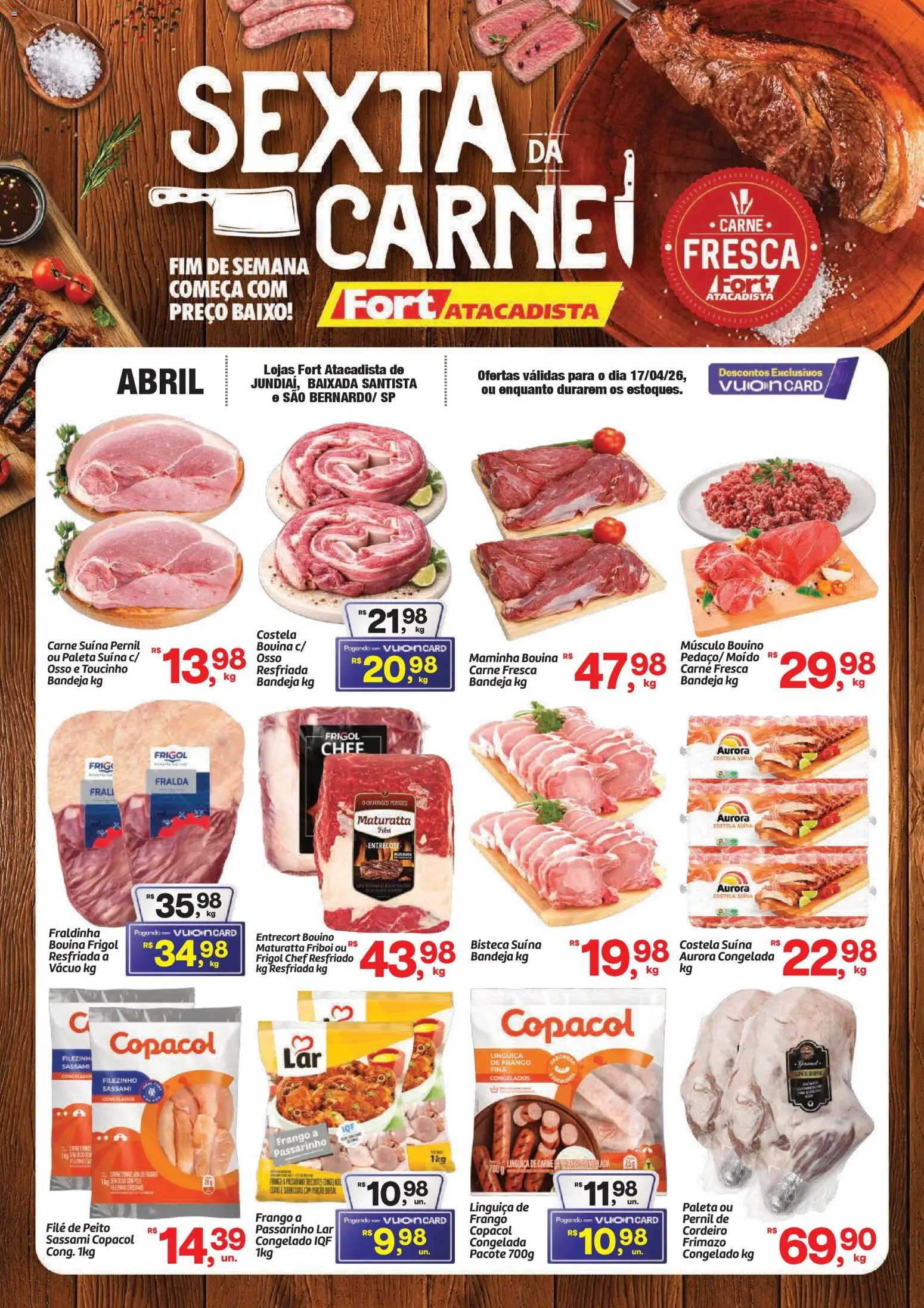 Fort Atacadista Folheto - válido de 17.04.2026 | Página: 1 | Produtos: Linguiça, Maminha, Pernil, Cordeiro