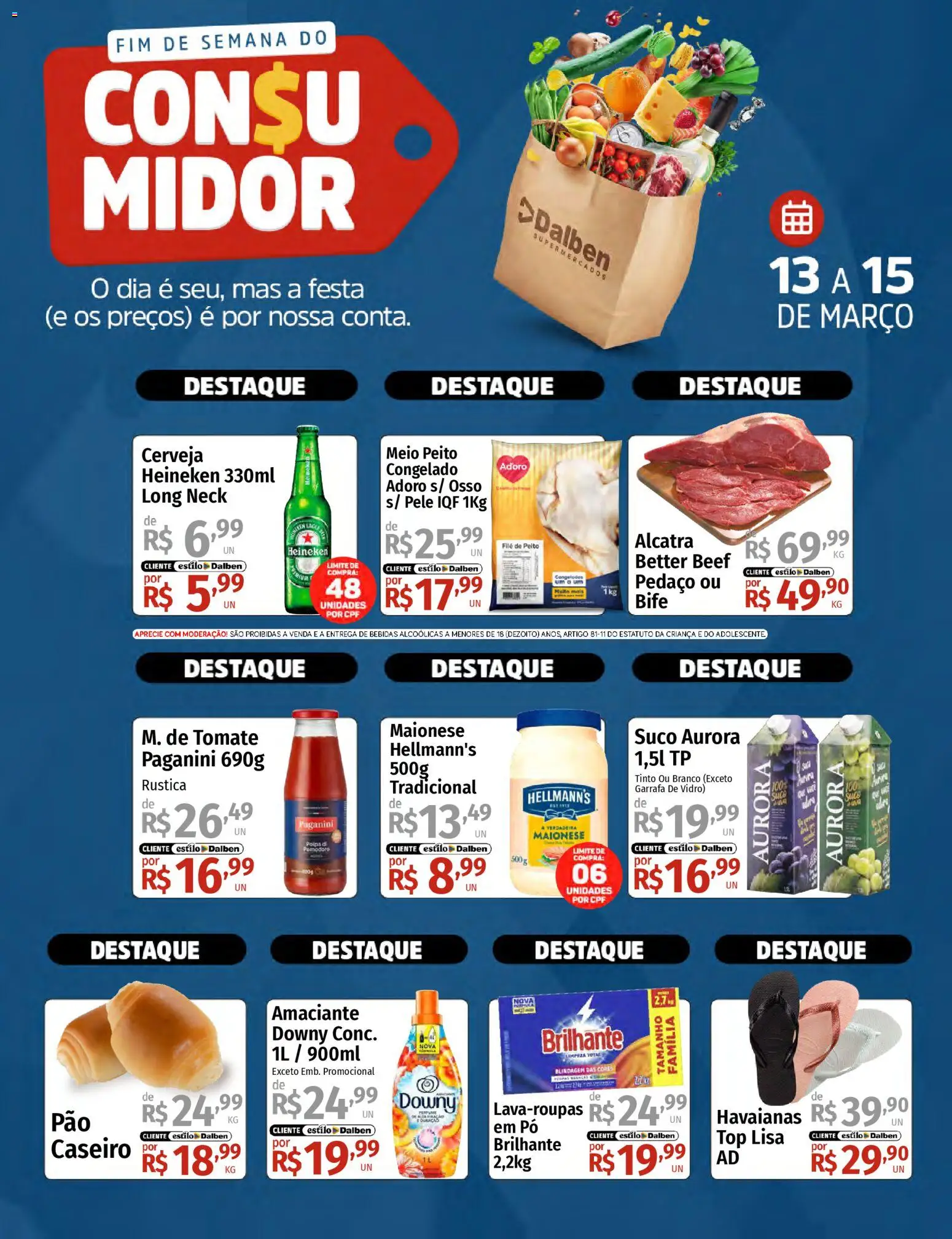 Supermercado Dalben Folheto - válido de 13.03.2026 | Página: 3 | Produtos: Pó, Alcatra, Cerveja, Heineken