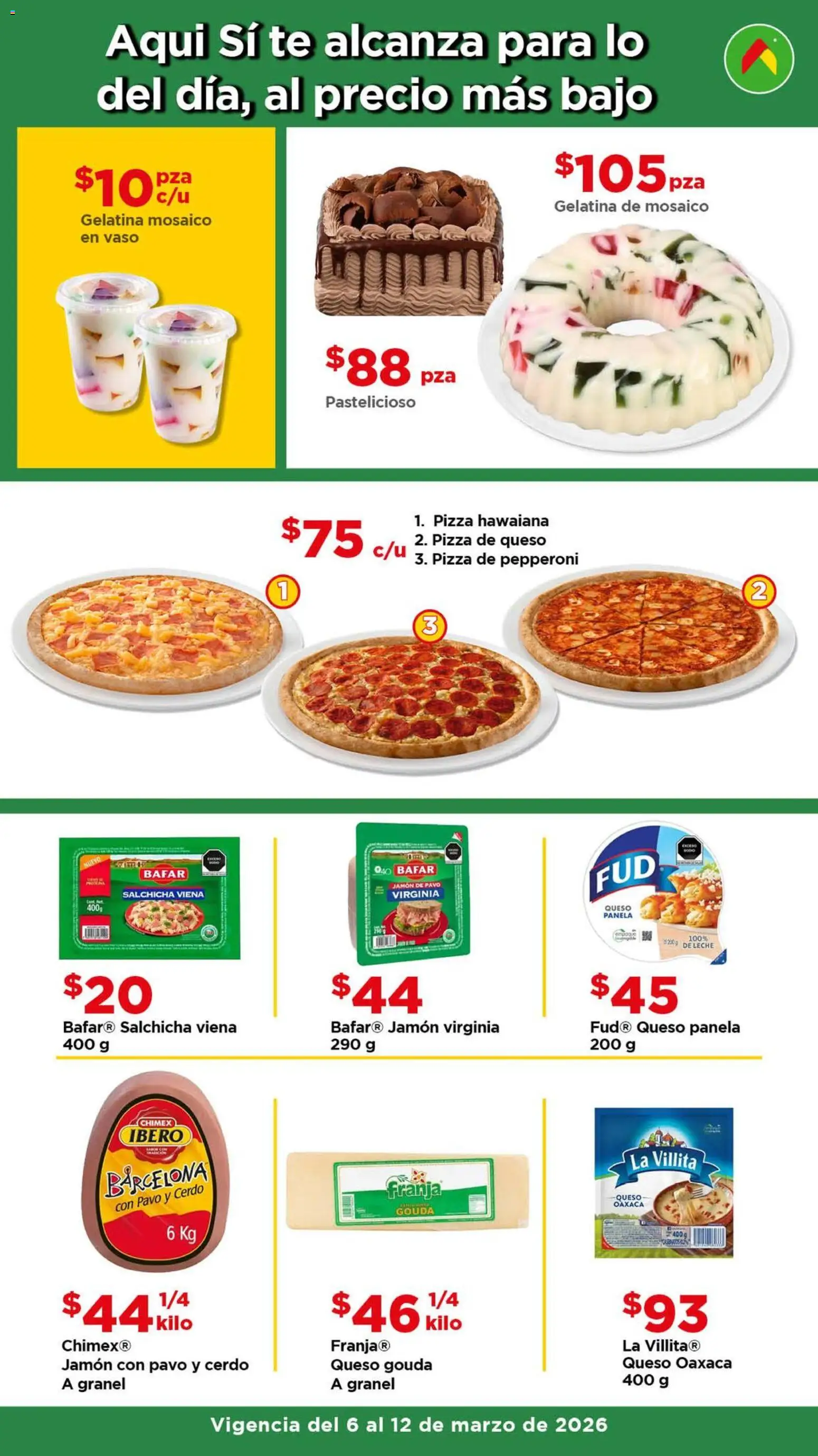 Nuevas ofertas de Bodega Aurrerá válidas en toda la República Mexicana desde el 06.03.2026. ¡Encuentra las mejores ofertas en Bodega Aurrerá folleto Ofertas! | Página: 4 | Productos: Gelatina, Salchicha, Leche, Cerdo