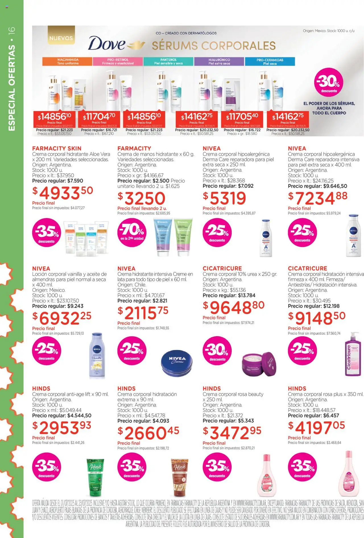 Farmacity catálogo │ válido desde el 01.07.2025 | Página: 16 | Productos: Almendras, Crema de manos, Loción, Crema
