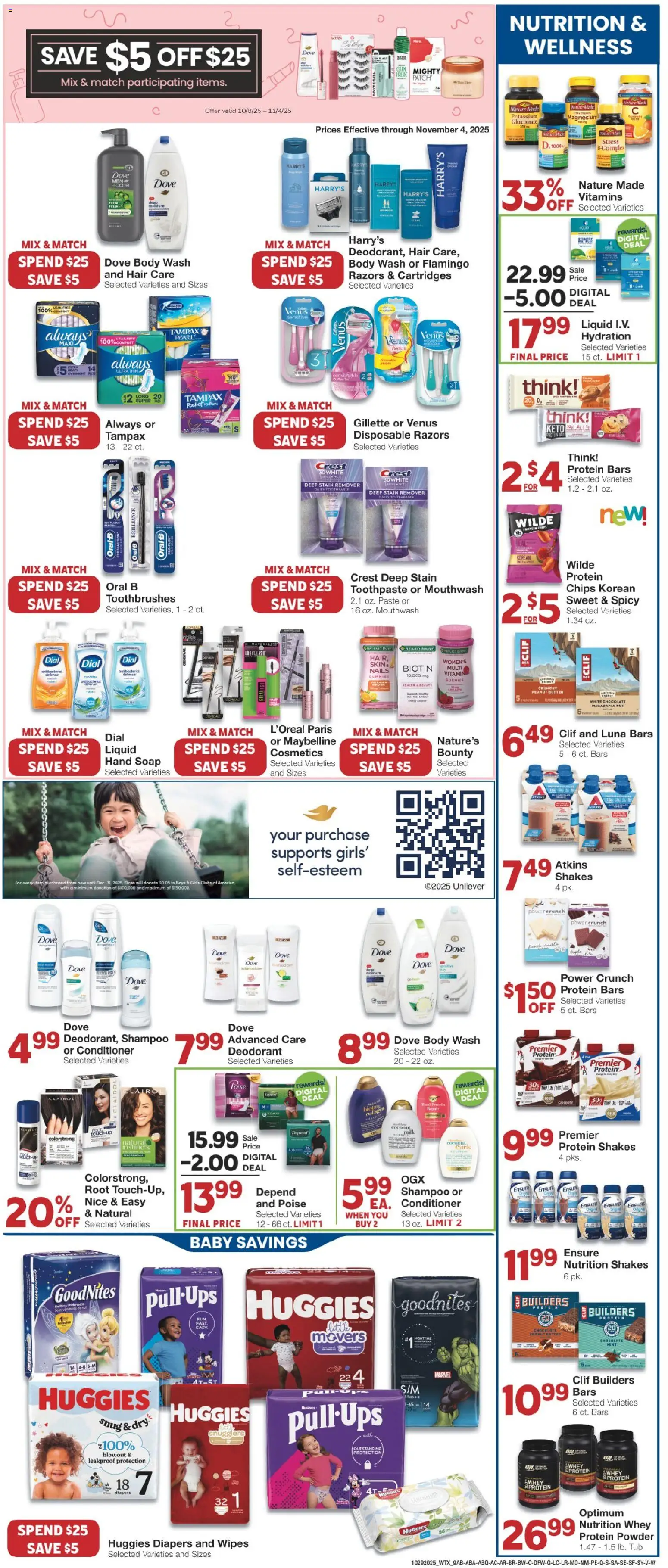 United Supermarkets Weekly Ad - valid from 28.10.2025 | Page: 9 | Products: Powder, Deodorant, Chips, Body Wash
