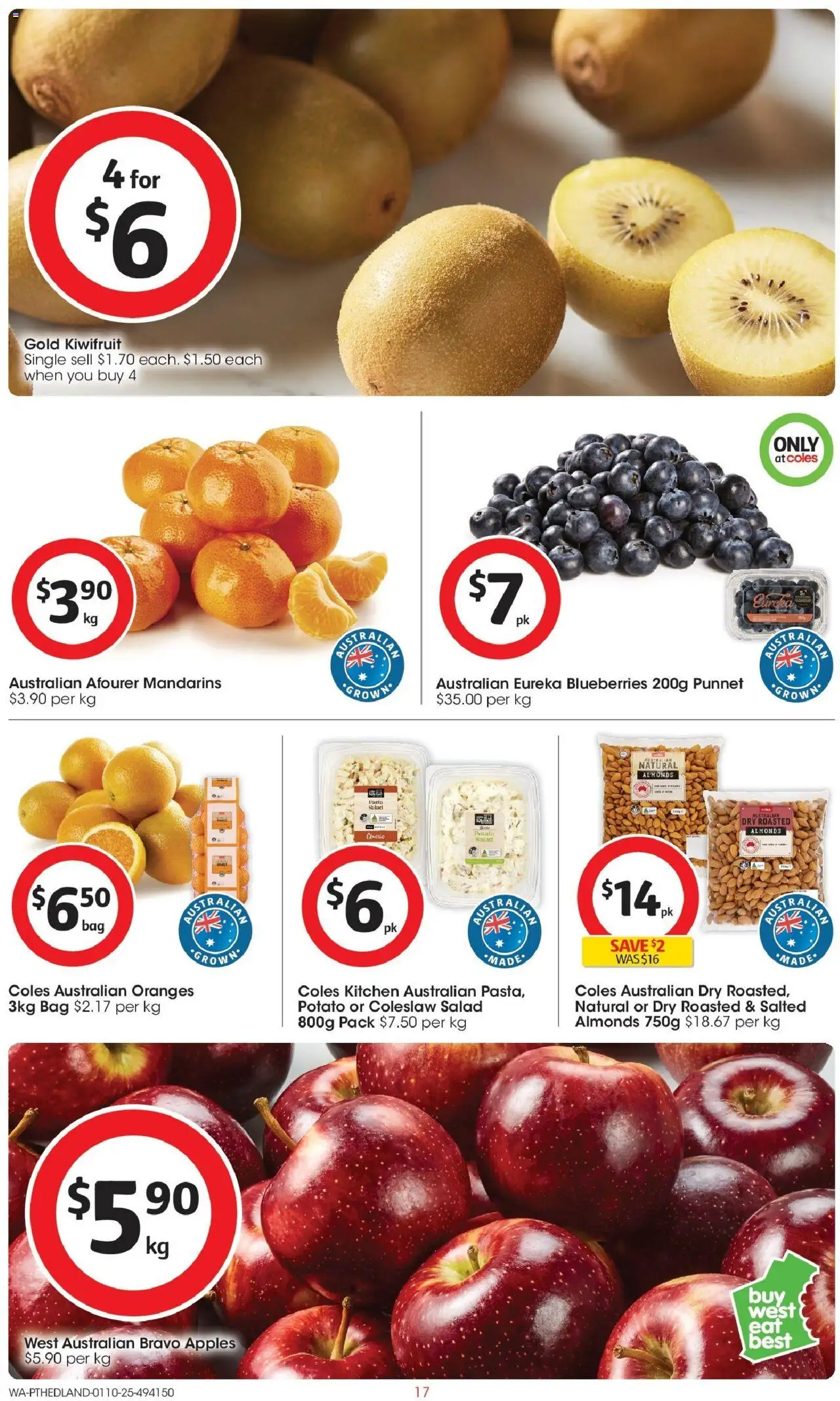 Coles catalogue - valid from 01.10.2025 | Page: 17 | Products: Almonds, Pasta, Mandarins, Bag