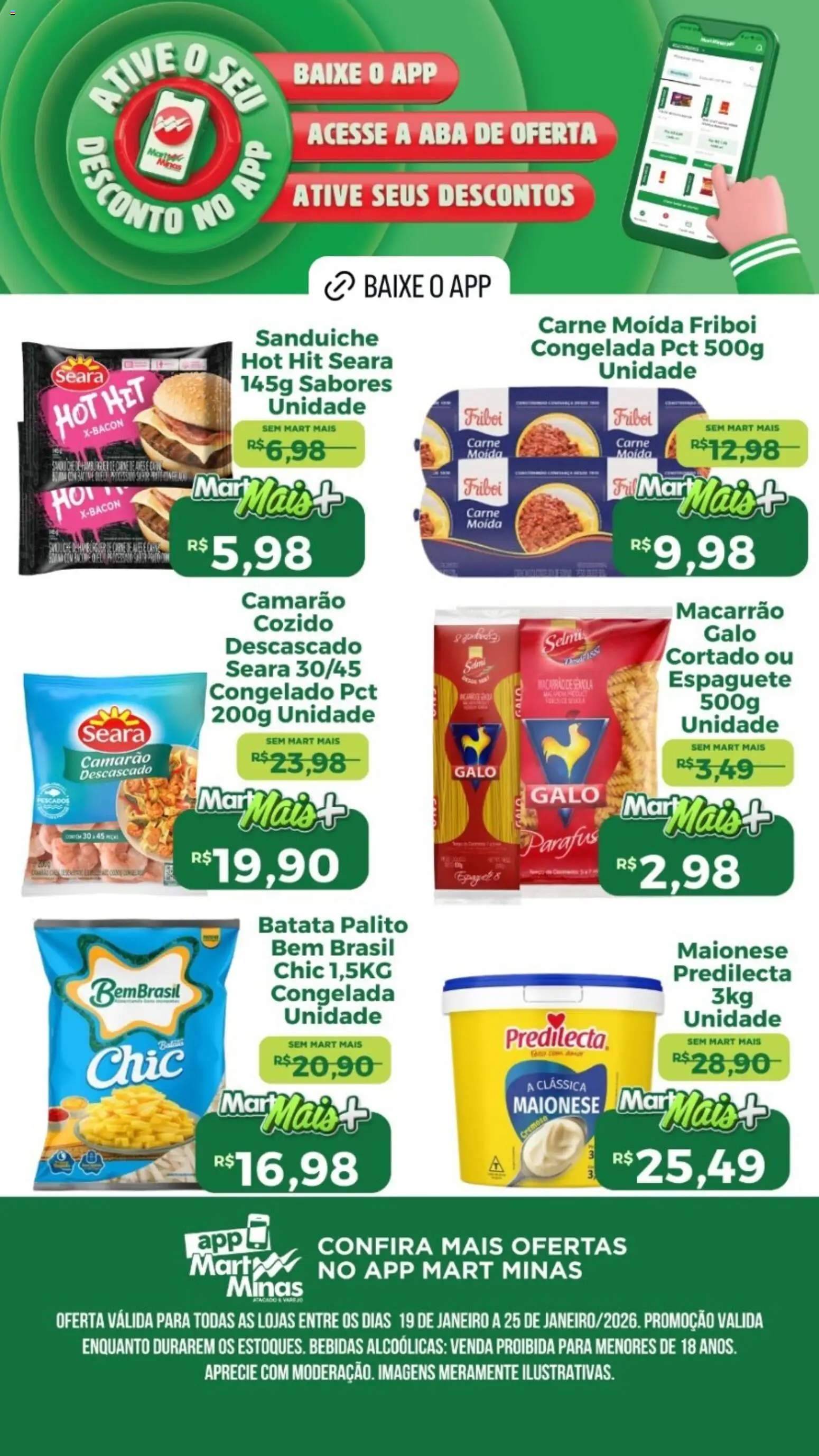 Mart Minas Folheto - válido de 19.01.2026 | Página: 5 | Produtos: Sanduíche, Batata, Maionese, Carne moida friboi