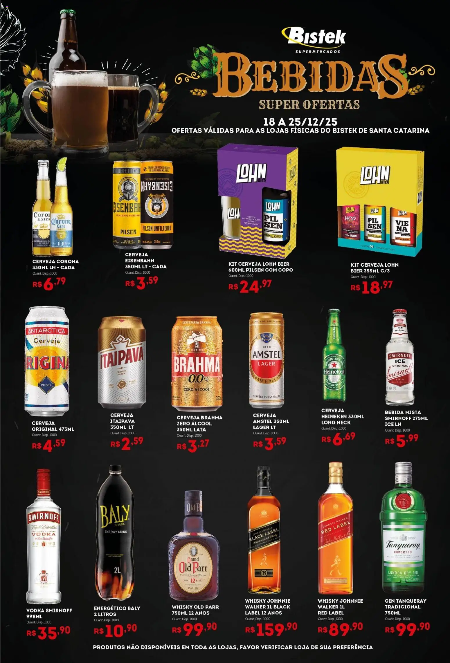 Bistek Supermercados Folheto - válido de 18.12.2025 | Página: 1 | Produtos: Energético, Whisky, Cerveja Heineken, Gin