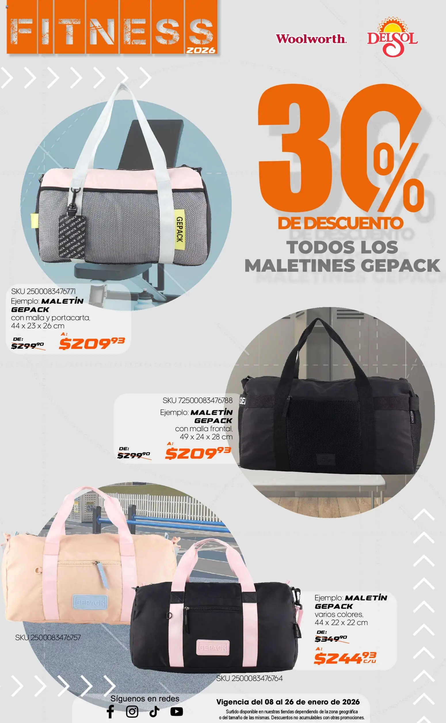 Nuevas ofertas de Del Sol y Woolworth válidas en toda la República Mexicana desde el 08.01.2026. ¡Encuentra las mejores ofertas en Del Sol y Woolworth catálogo Fitness! | Página: 22 | Productos: Malla