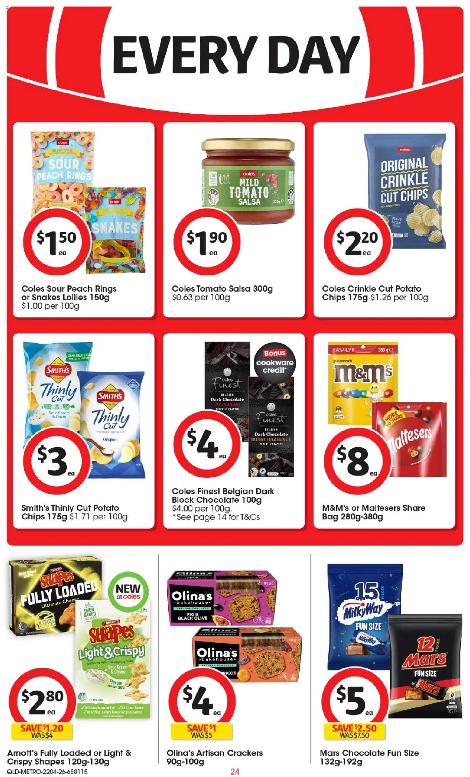 Coles catalogue - valid from 22.04.2026 | Page: 24 | Products: Crackers, Chocolate, Chips, Cream