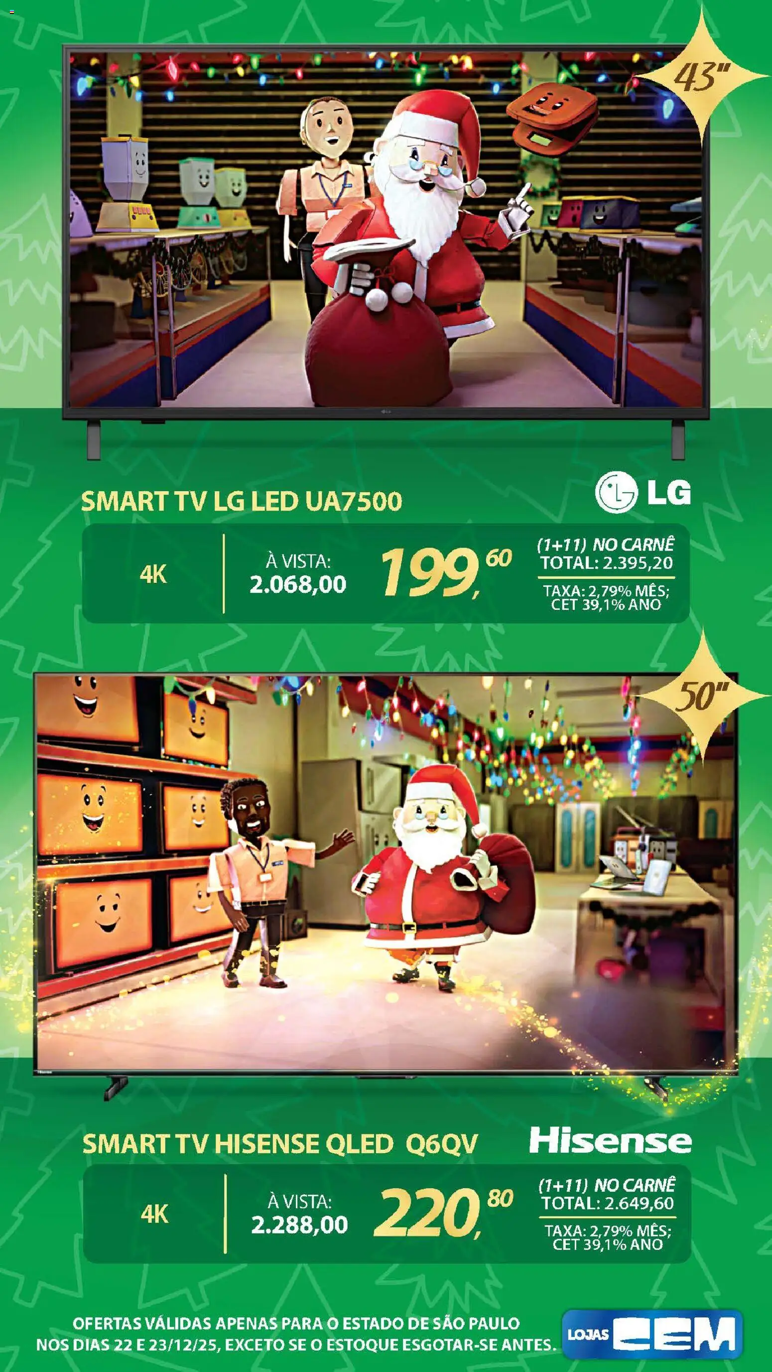 Lojas Cem Folheto - válido de 22.12.2025 | Página: 20 | Produtos: smart TV, Tv, Carne