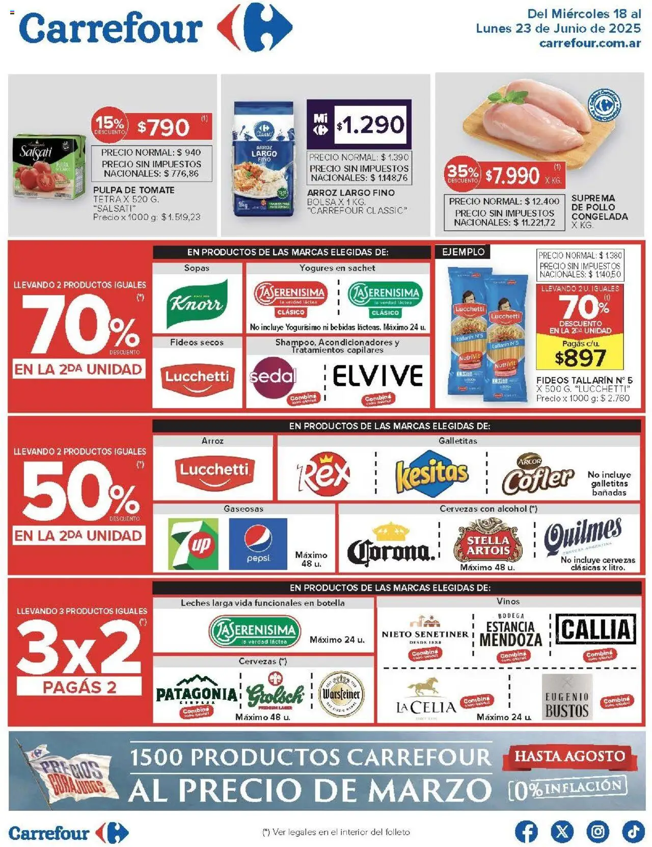 Carrefour ofertas │ válido desde el 18.06.2025 | Página: 2 | Productos: Bolsa, Galletitas, Tomate, Arroz
