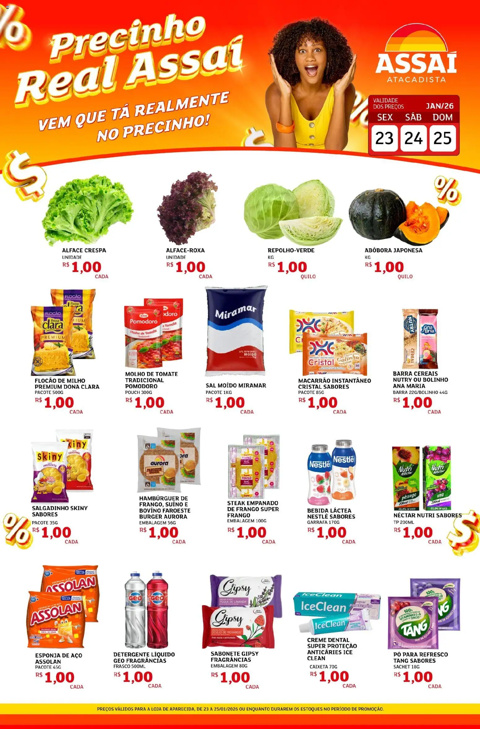 Assaí Atacadista Folheto - válido de 23.01.2026 | Página: 1 | Produtos: Refresco, Creme, Macarrão instantâneo, Creme dental