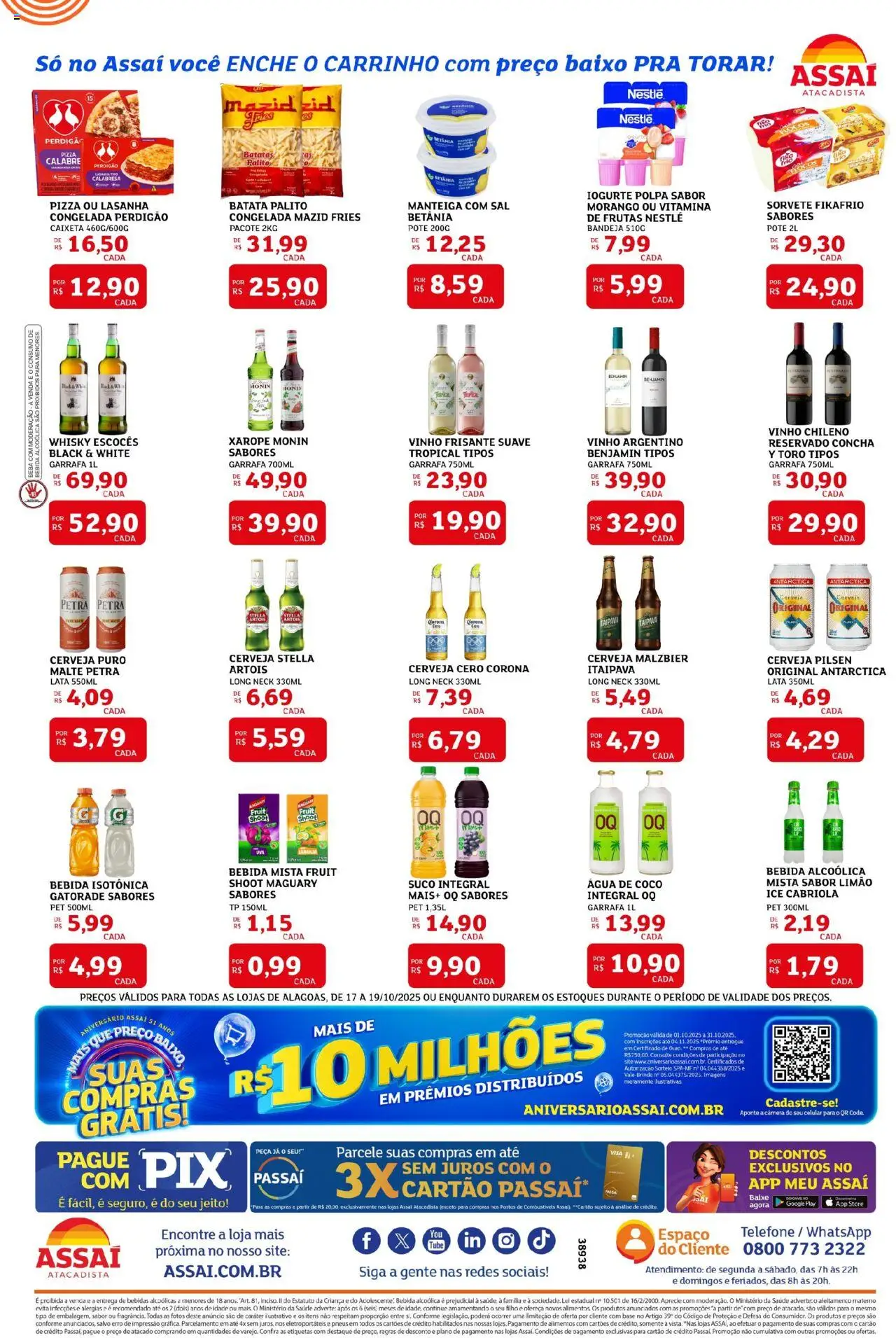 Assaí Atacadista Folheto - válido de 17.10.2025 | Página: 2 | Produtos: Manteiga, Pizza, Carrinho, Telefone