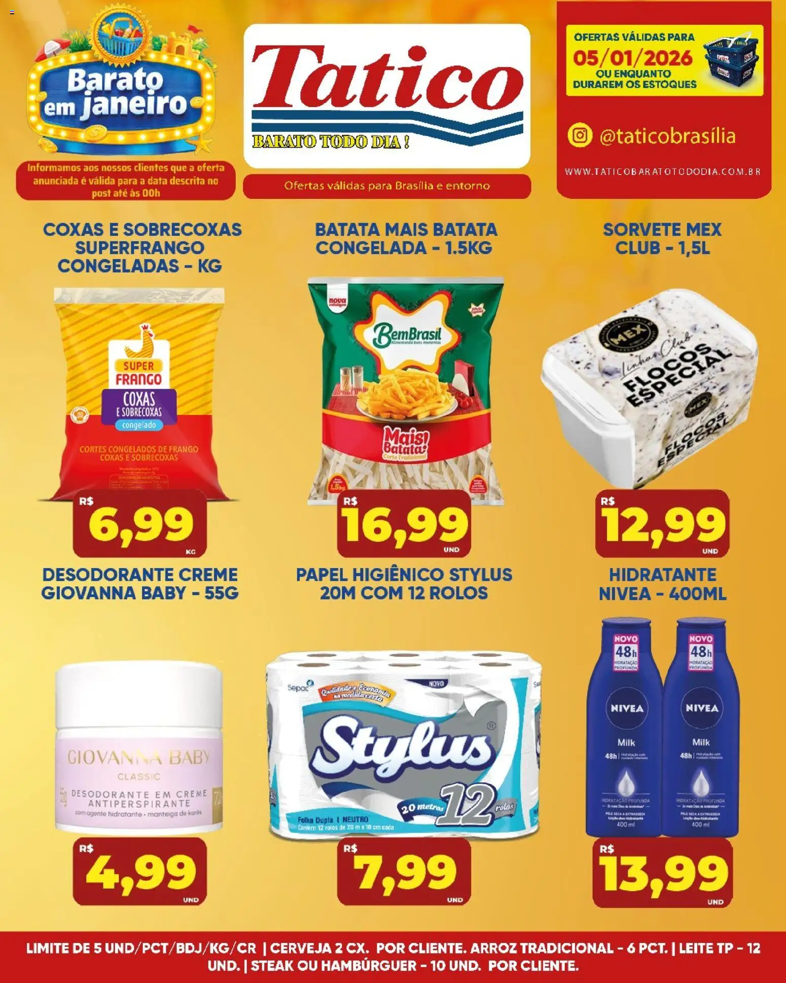 Tatico Folheto - válido de 05.01.2026 | Página: 10 | Produtos: Desodorante, Leite, Creme, Papel higiênico