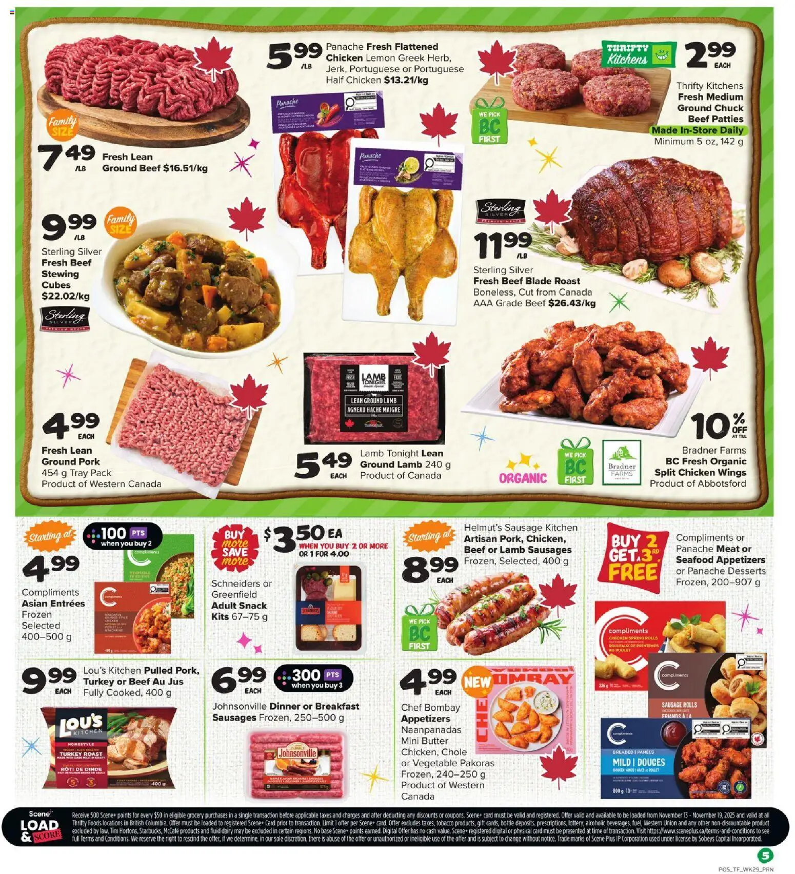 Thrifty Foods flyer valid from 13.11.2025 | Page: 6 | Products: Beef, Turkey, Butter, Chicken