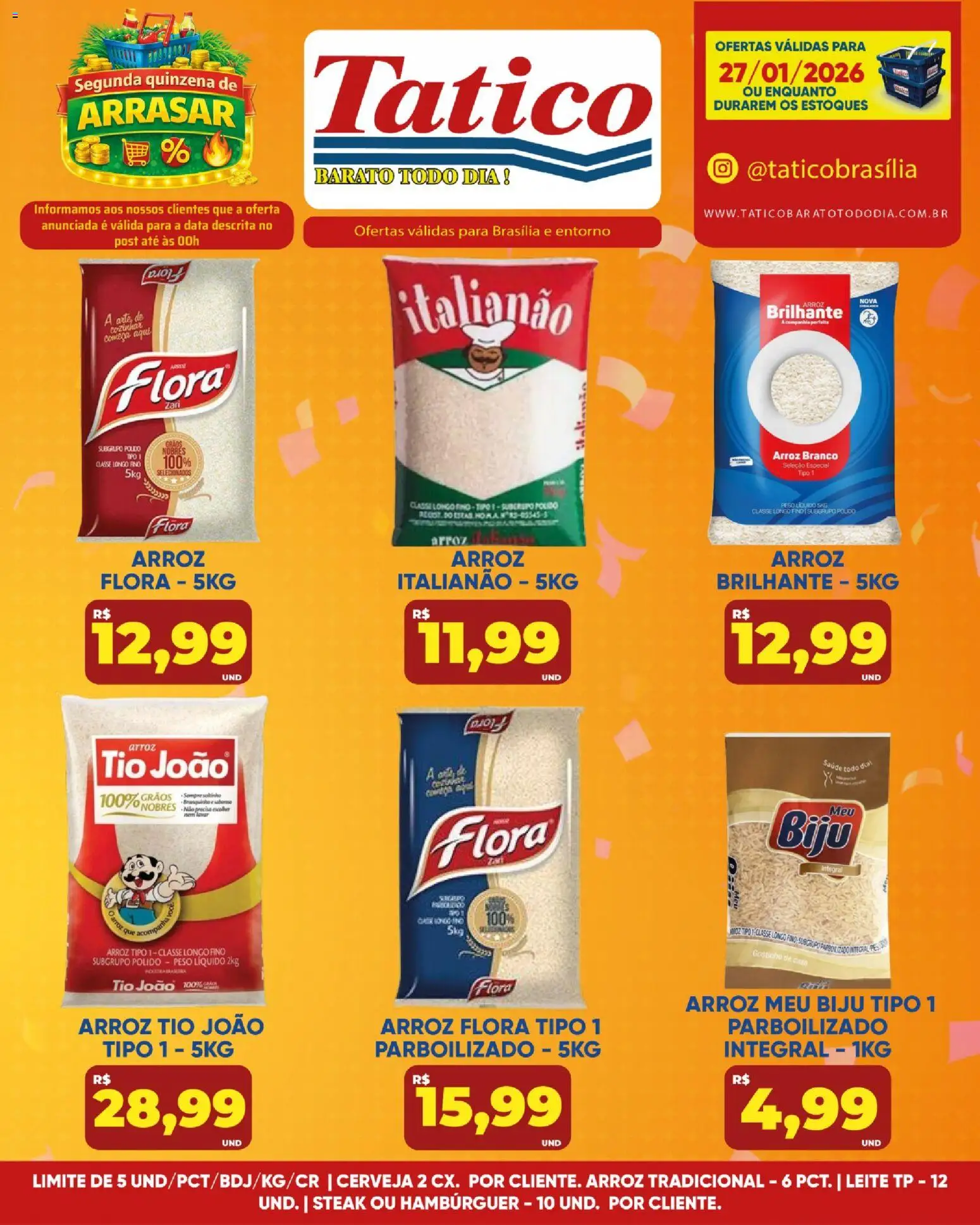 Tatico Folheto - válido de 27.01.2026 | Página: 1 | Produtos: Leite, Cerveja, Arroz, Hambúrguer