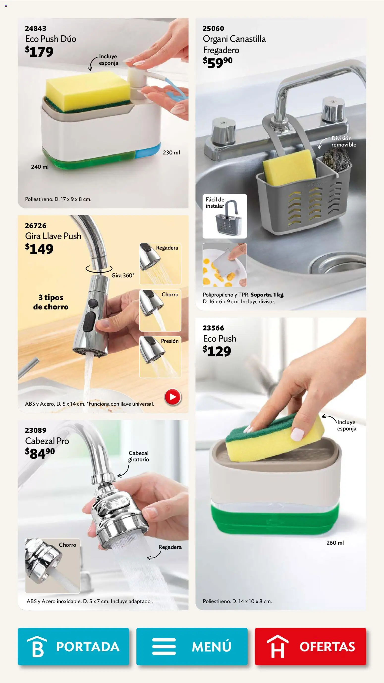 Nuevas ofertas de Betterware válidas en toda la República Mexicana desde el 04.05.2026. ¡Encuentra las mejores ofertas en Betterware campaña 5 2026! | Página: 49 | Productos: Esponja, Regadera, Llave