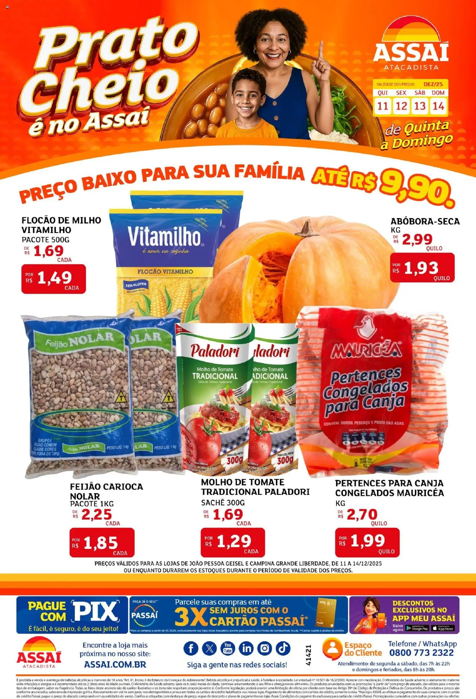 Assaí Atacadista Folheto - válido de 11.12.2025 | Página: 1 | Produtos: Pera, Molho de tomate, Base, Baixo