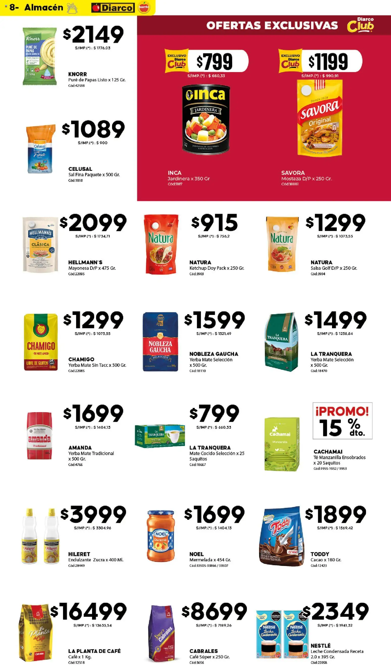 Diarco - Ofertas Diarco Barrio │ válido desde el 22.12.2025 | Página: 8 | Productos: Durazno, Mostaza, Salsa Golf, Leche