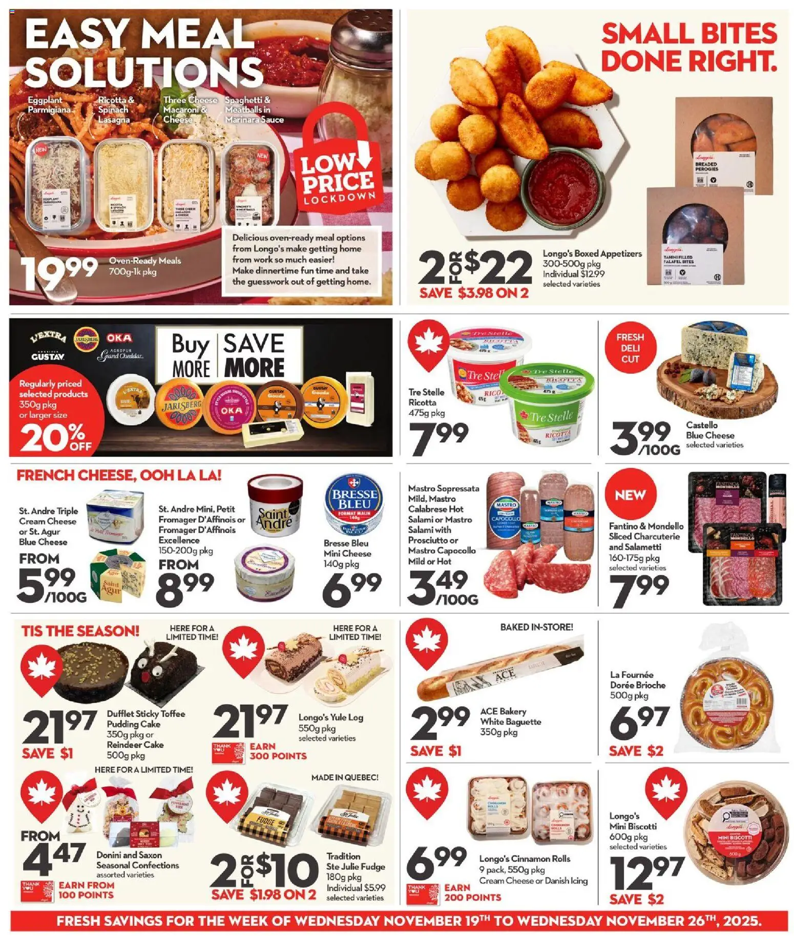 Longo's flyer valid from 20.11.2025 | Page: 8 | Products: Cream, Bakery, Cheese, Salami