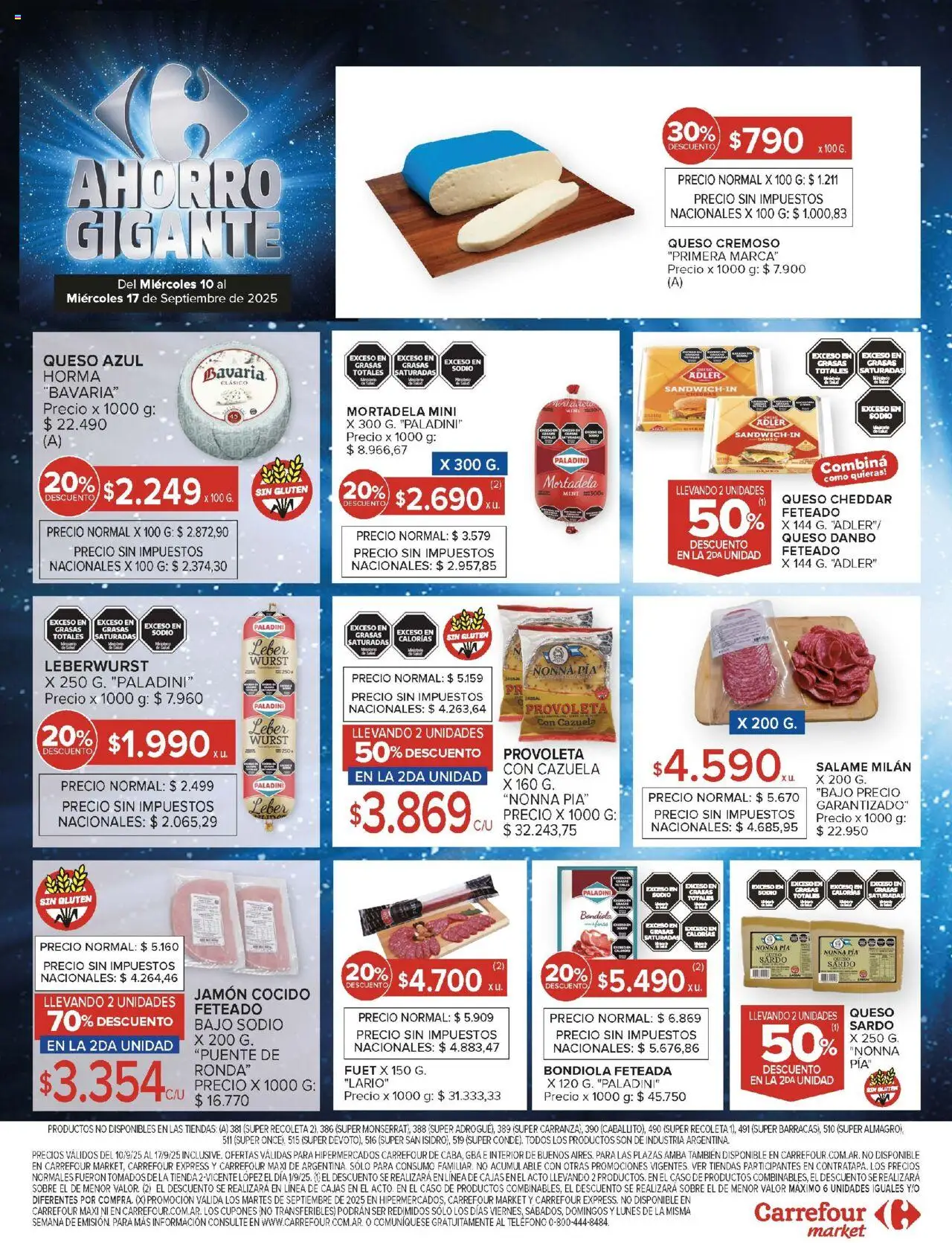 Carrefour Market catálogo │ válido desde el 10.09.2025 | Página: 16 | Productos: Teléfono, Mortadela, Queso, Salame