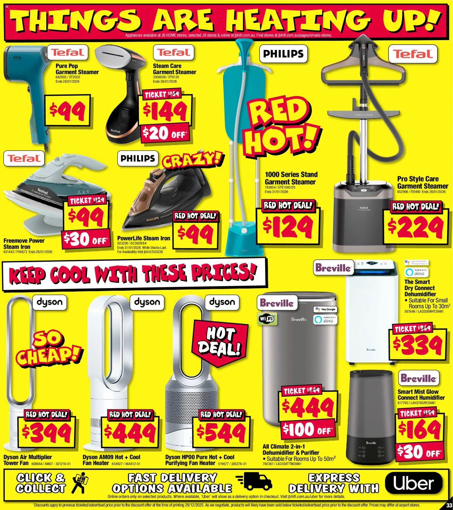 JB Hi-Fi catalogue - valid from 08.01.2026 | Page: 33 | Products: Heater, Dehumidifier, Iron, Press