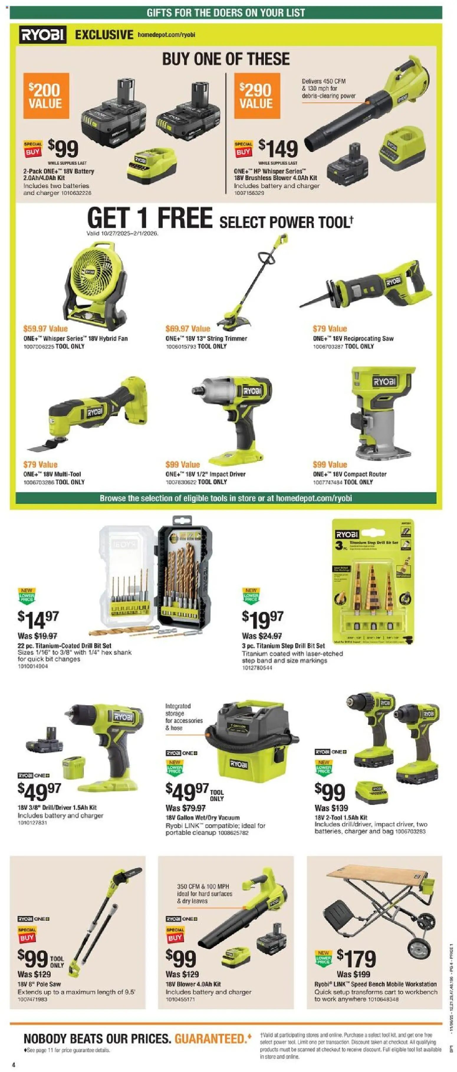 Home Depot Local Ad - CA - valid from 06.11.2025 | Page: 4 | Products: Saw, Vacuum, Battery, Drill Bit