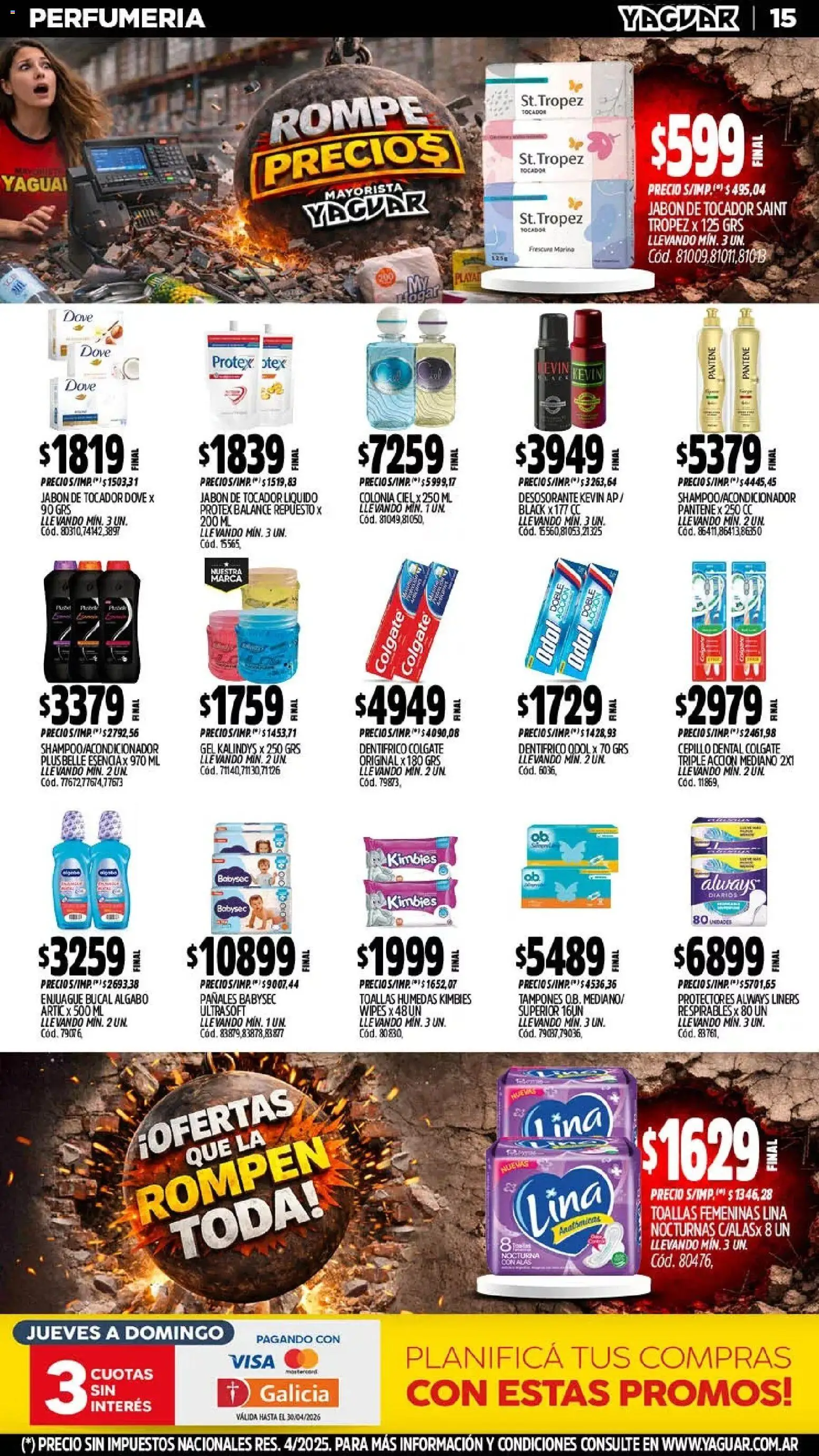 Yaguar - Oferta Semanal Mendoza │ válido desde el 13.04.2026 | Página: 15 | Productos: Tampones, Toallas, Cepillo, Jabón