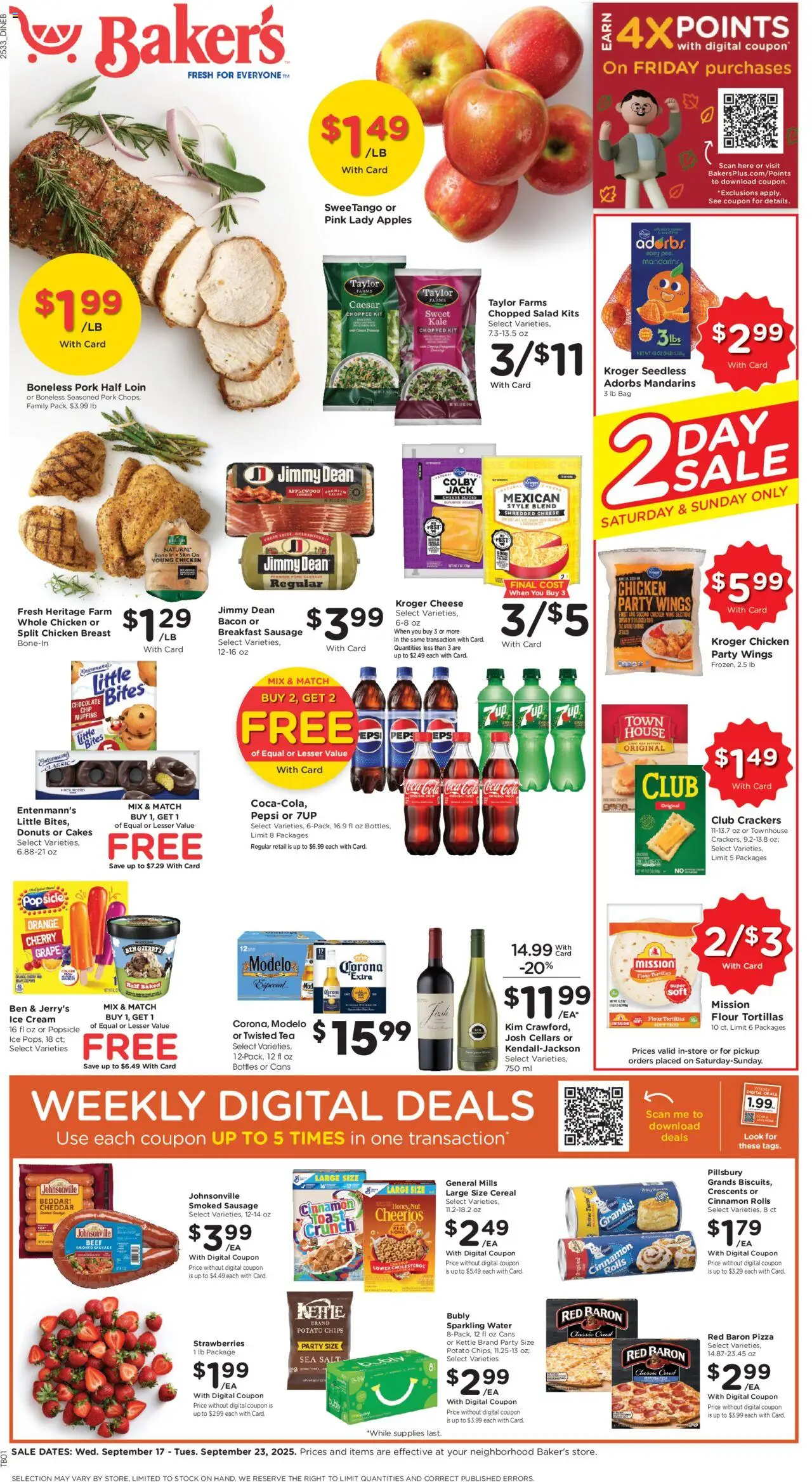 Baker's Weekly Ad - valid from 17.09.2025 | Page: 1 | Products: Butter, Pizza, Tea, Kettle