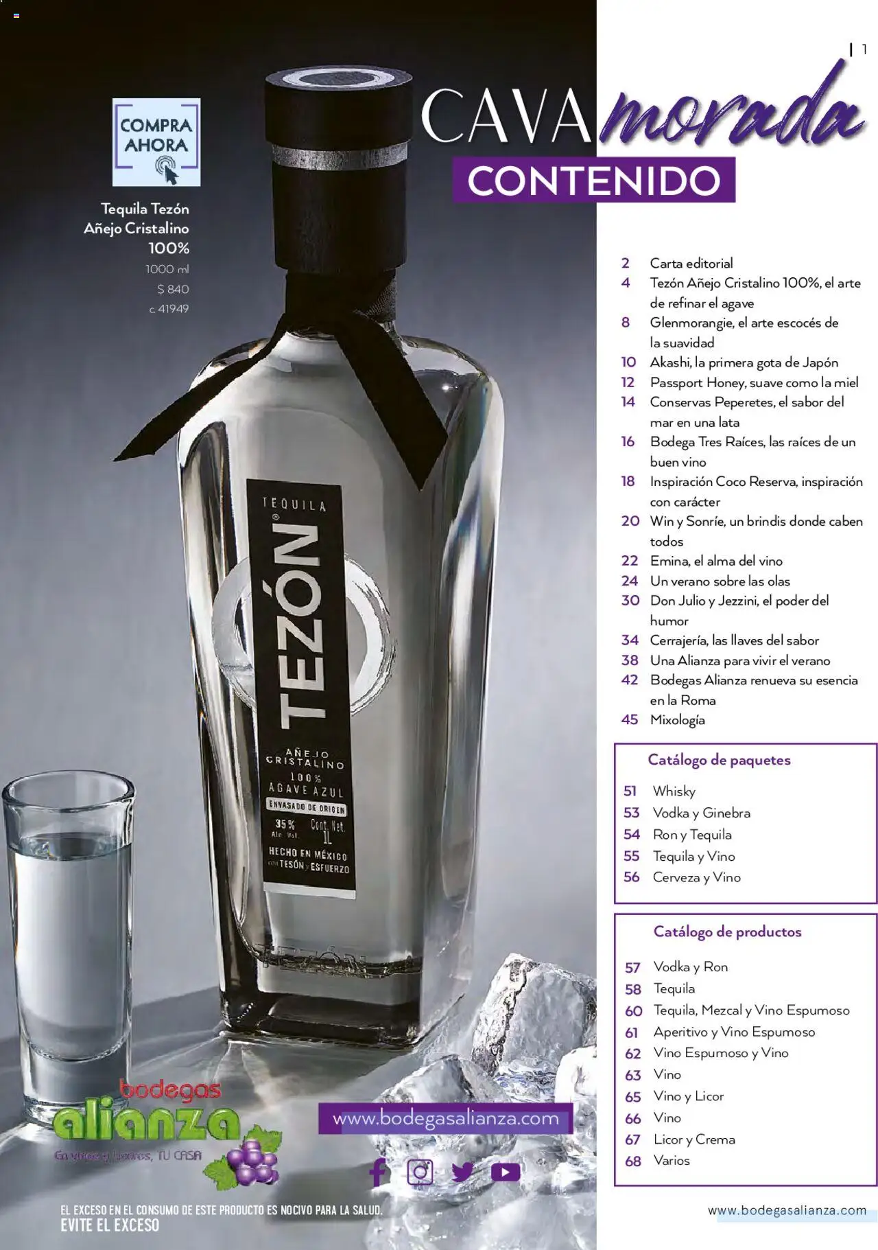 Nuevas ofertas de Bodegas Alianza válidas en toda la República Mexicana desde el 01.07.2025. ¡Encuentra las mejores ofertas en Bodegas Alianza catálogo Cava Morada! | Página: 3 | Productos: Crema, Ginebra, Tequila, Sobre