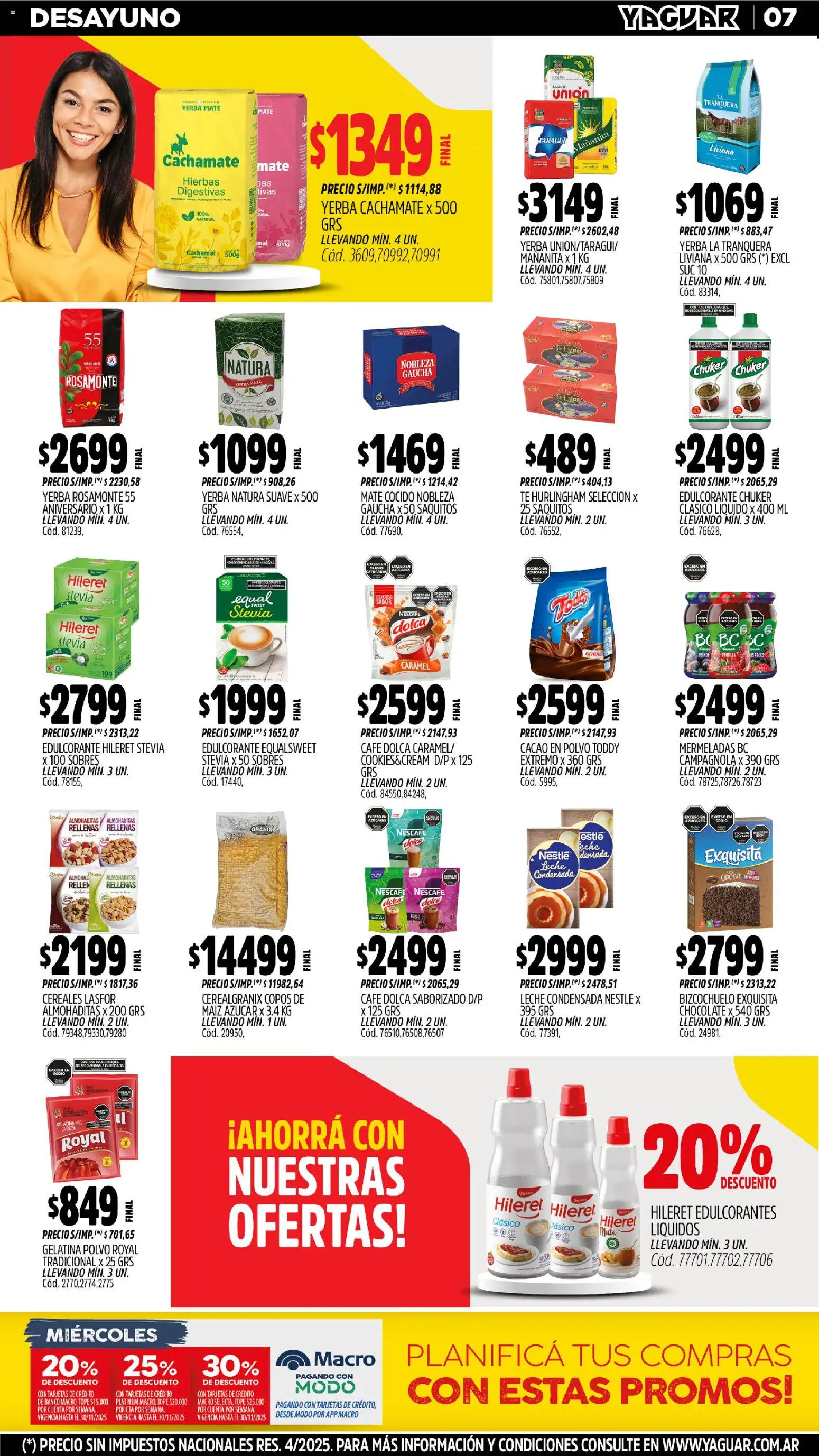 Yaguar - Santa Fe │ válido desde el 17.11.2025 | Página: 7 | Productos: Copos, Té, Mate cocido, Cacao