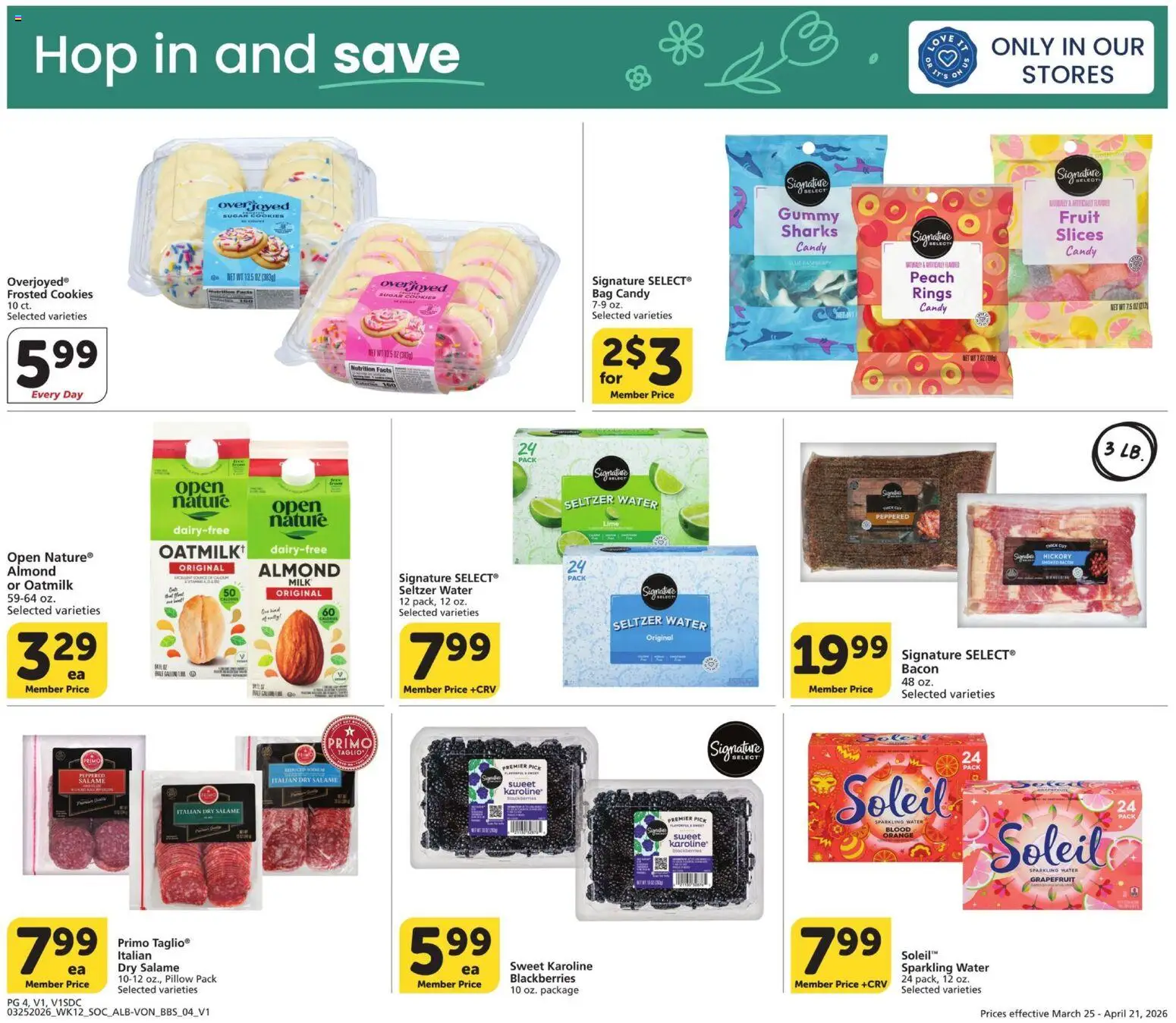 Vons Big Book of Savings - valid from 25.03.2026 | Page: 4 | Products: Milk, Water, Peach, Bag