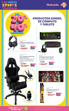 Vista previa de Del Sol y Woolworth katalog Día del Niño 2026, nuevo folleto de la tienda, válido en México a partir del 16.04.2026 | Página: 11 | Productos: Silla, Mouse, Audífonos, Cable