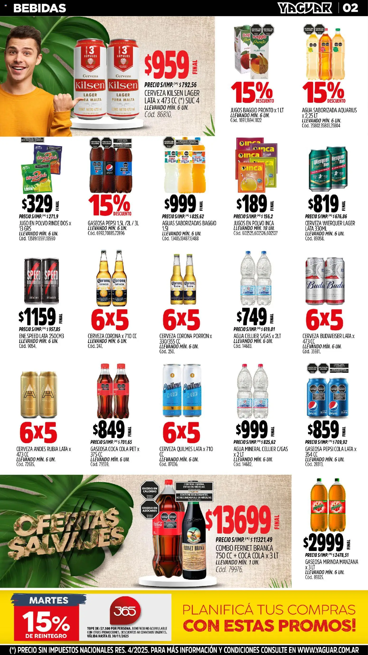 Yaguar - Jujuy │ válido desde el 03.11.2025 | Página: 2 | Productos: Fernet, Manzana, Agua, Jugo