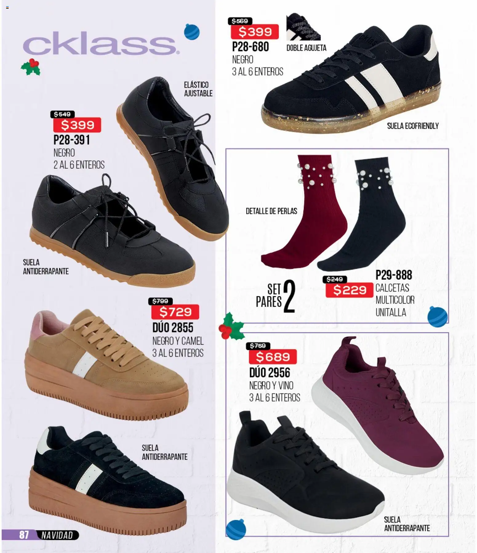 Nuevas ofertas de Cklass válidas en toda la República Mexicana desde el 30.11.2025. ¡Encuentra las mejores ofertas en Cklass catálogo Rebajas Navideñas Ropa! | Página: 345 | Productos: Calcetas, Vino