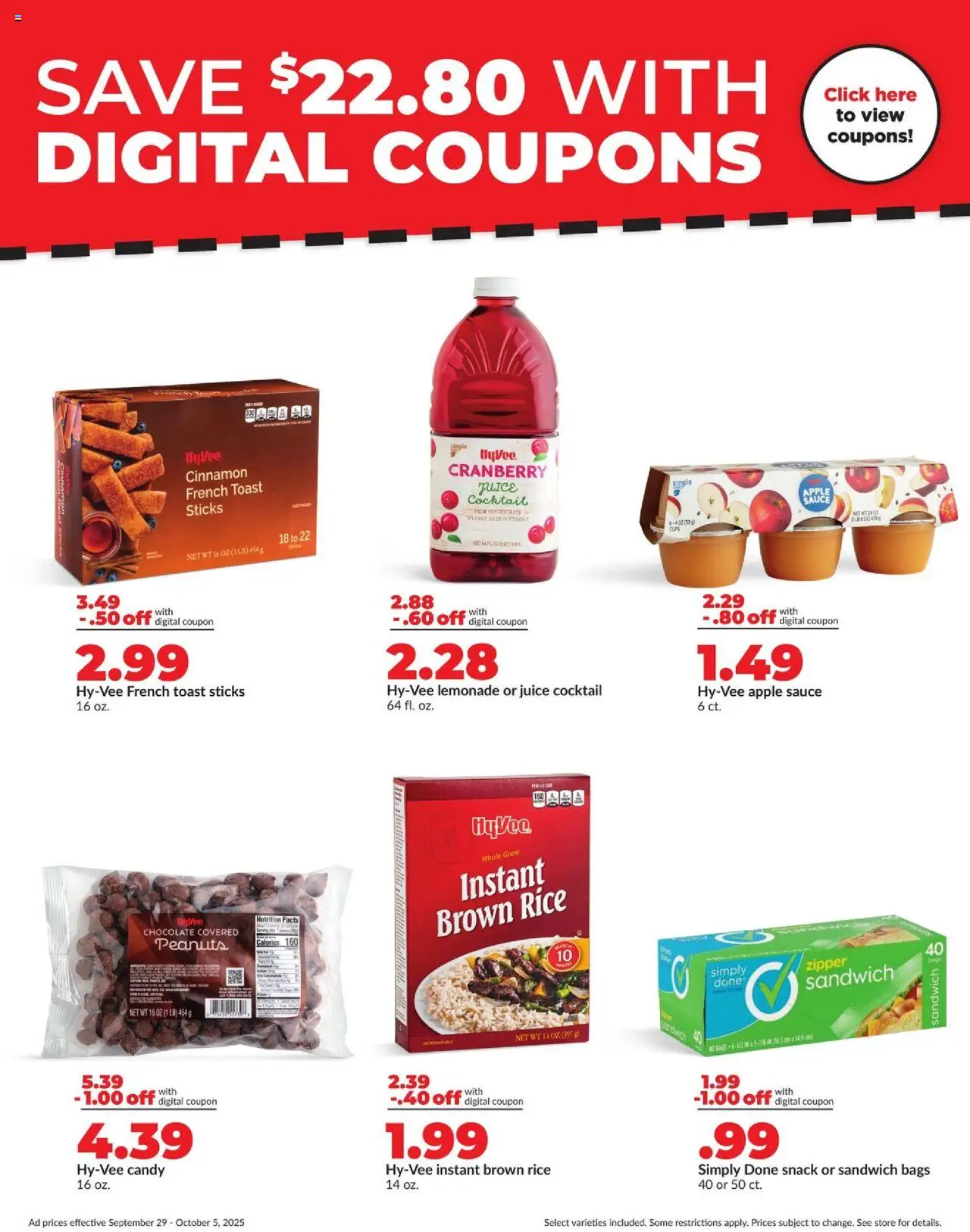 HyVee Weekly Ad - valid from 29.09.2025 | Page: 5 | Products: Chocolate, Juice, Rice, Sauce