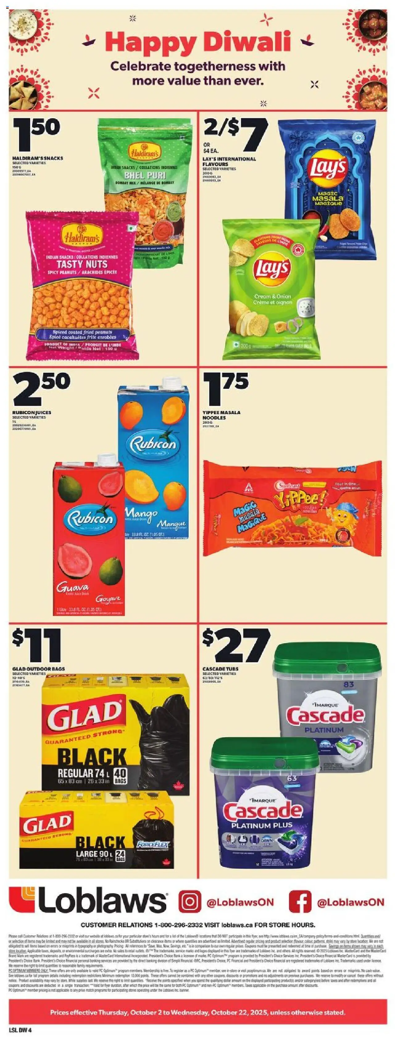 Loblaws flyer valid from 02.10.2025 | Page: 4 | Products: Nuts, Hat, PC, Milk