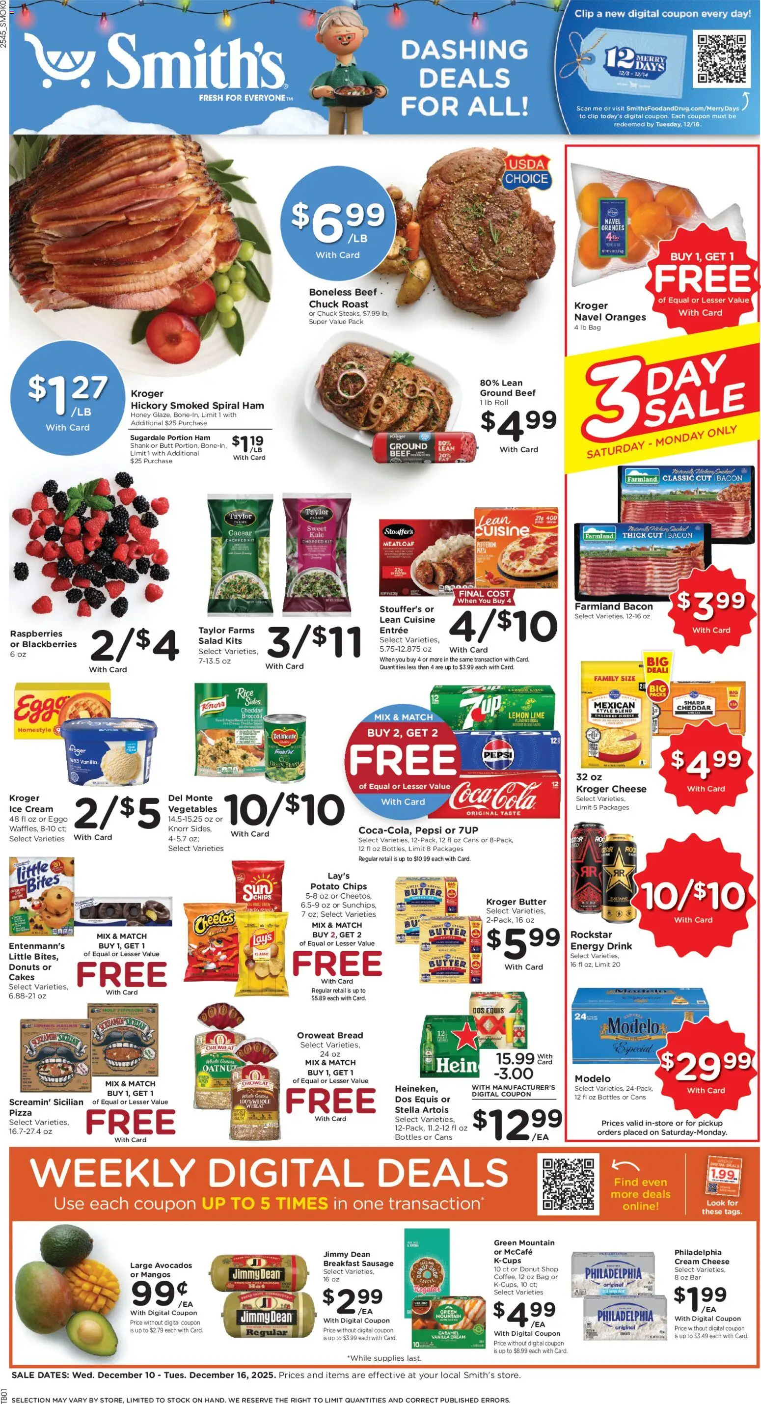 Smith's Weekly Ad - WY - valid from 10.12.2025 | Page: 1 | Products: Ham, Pizza, Beef, Cream